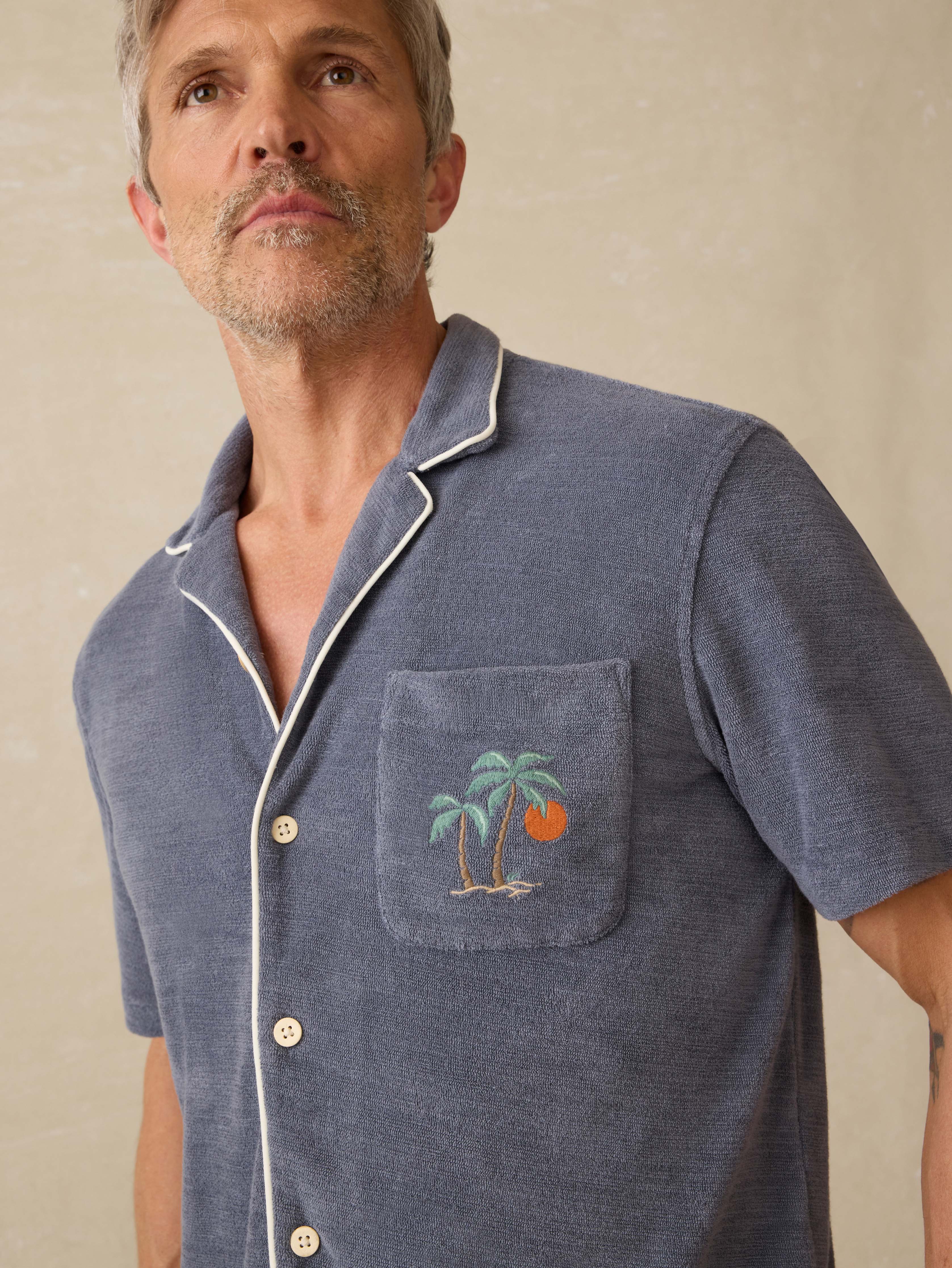 Short-Sleeve Cabana Towel Terry Shirt - Eastern Storm Secondary image