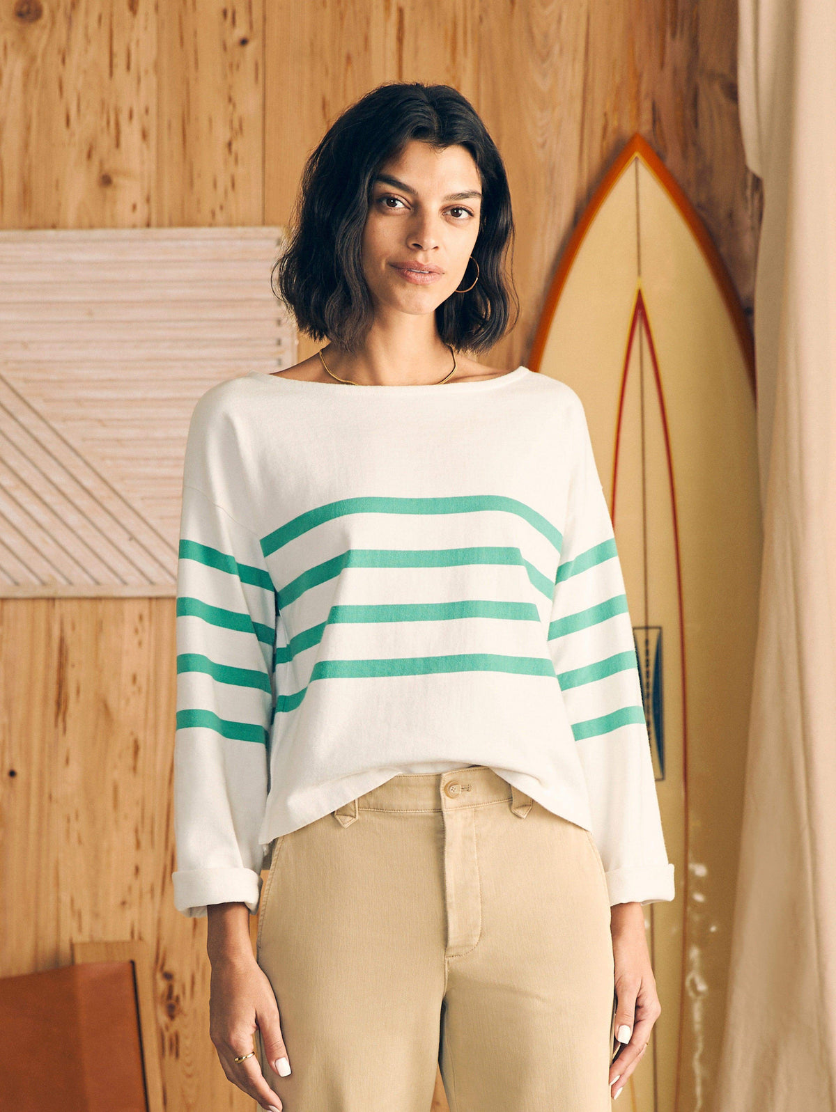 Sport Jersey Long-Sleeve Tee - Green Cape May Stripe Main image