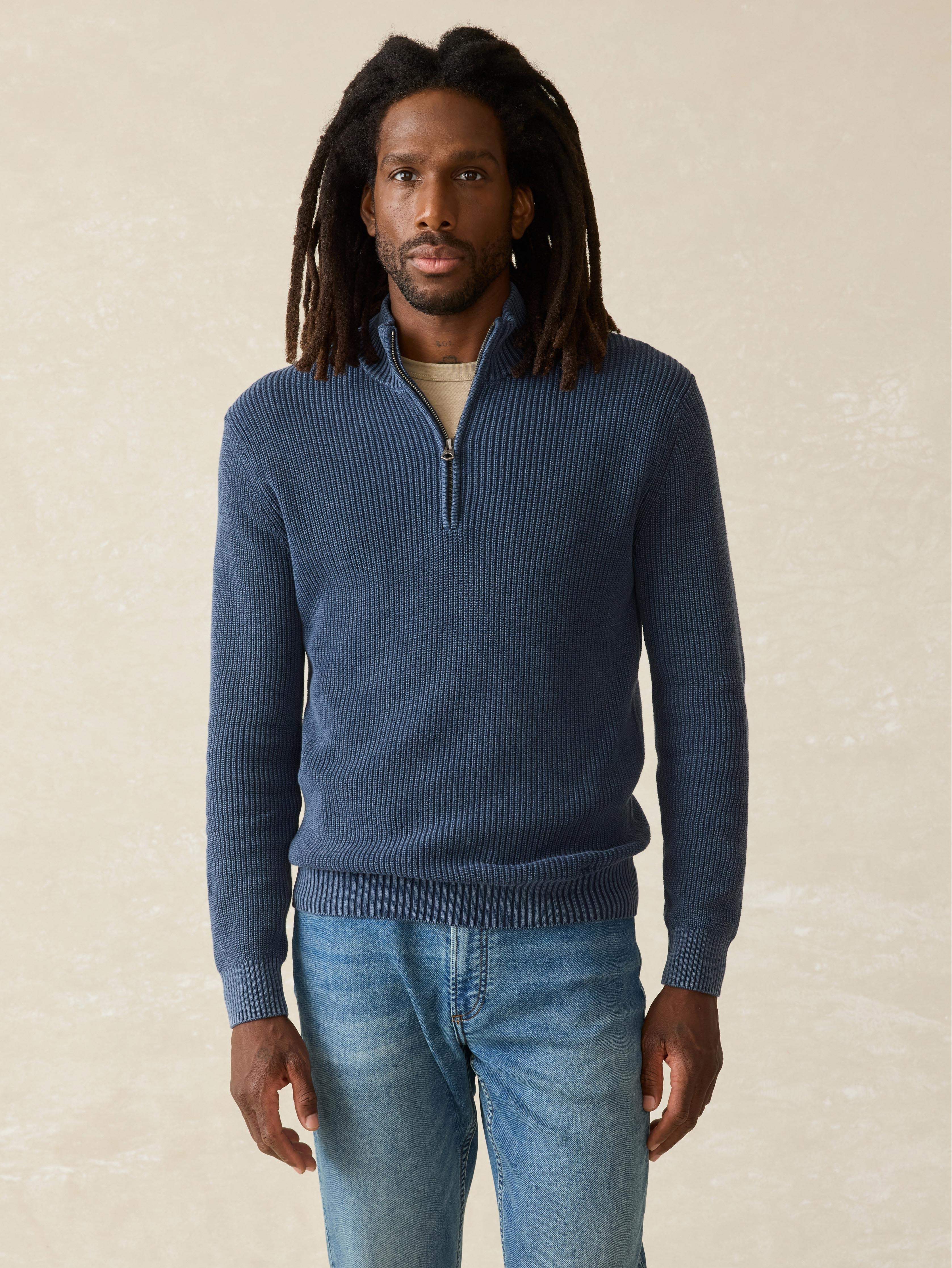 Sunwashed Quarter Zip Sweater - Blue Nights Main image