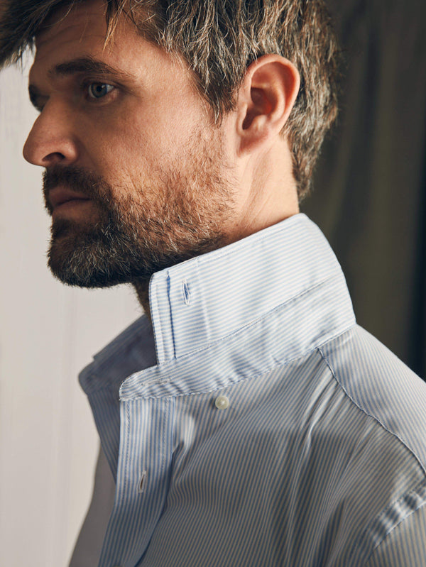 Performance Stretch Dress Shirt - Blue White Stripe