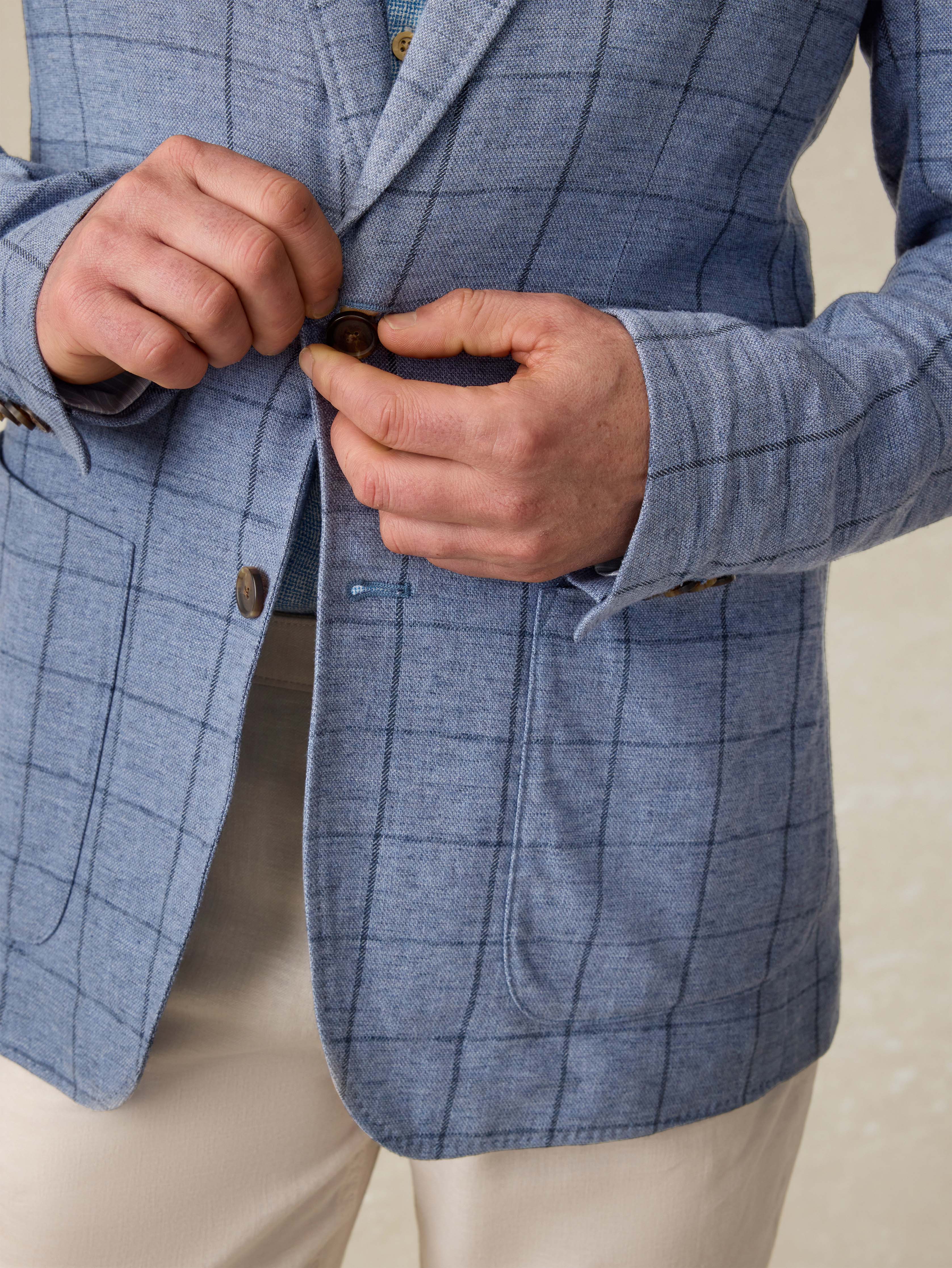 Movement™ Linen Blazer - Storm Cape Windowpane Secondary image