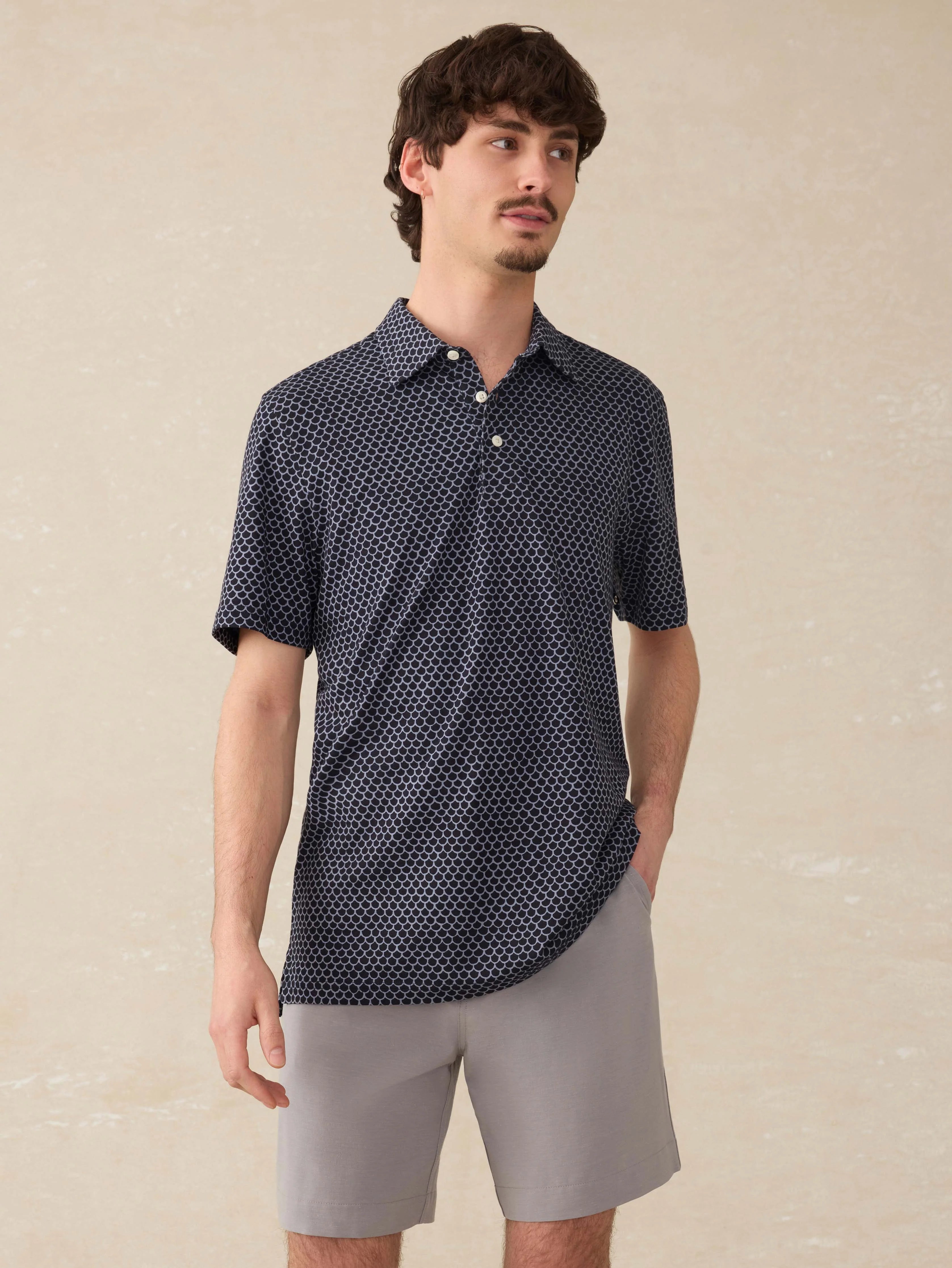 Short-Sleeve Movement™ Pique Polo - Midnight Fishscale Main image