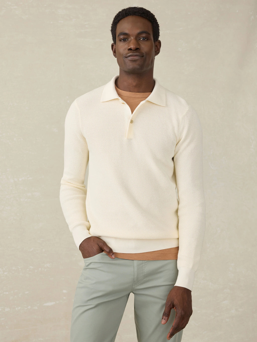 Sunwashed Sweater Polo - White Shell