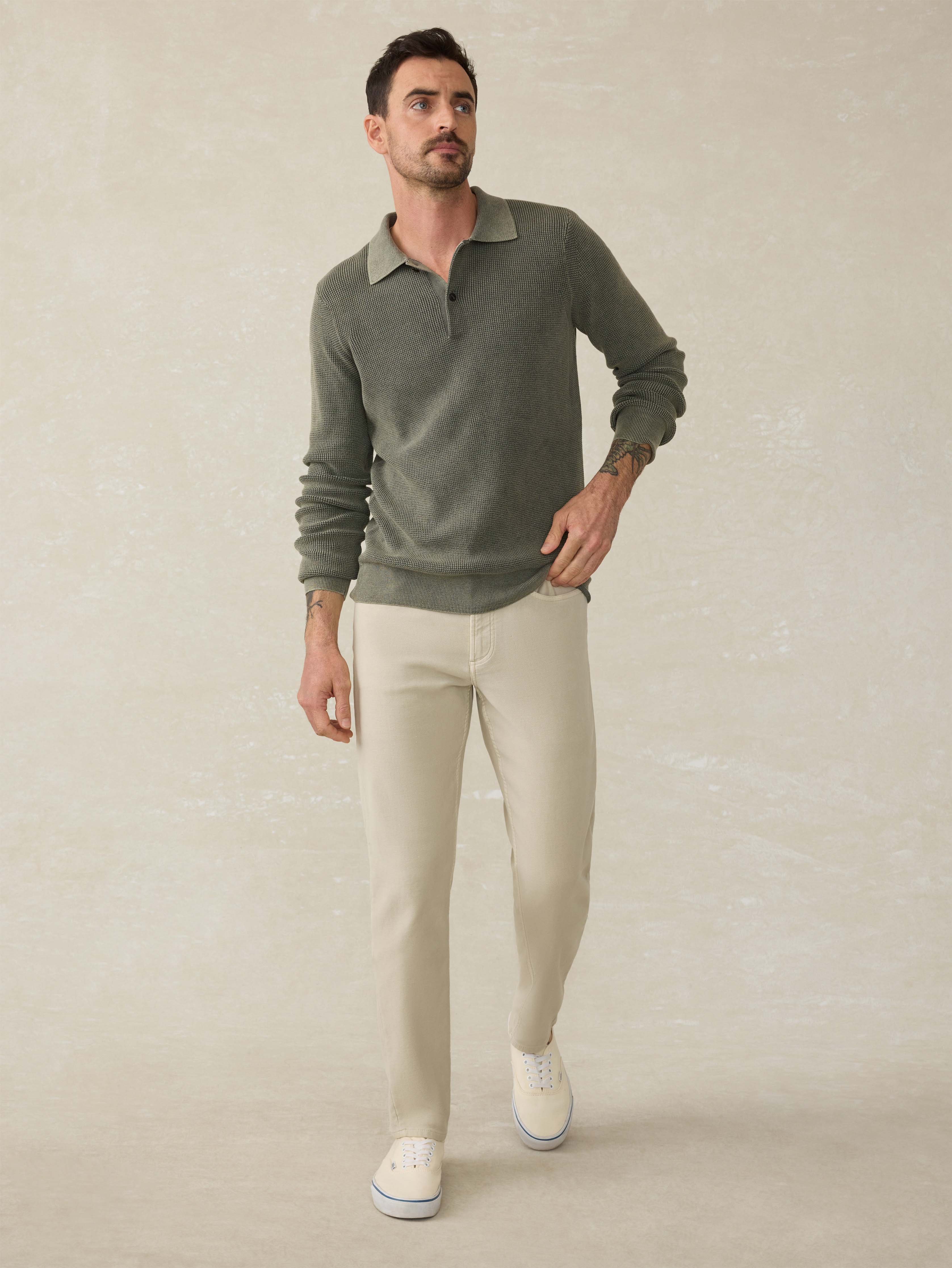 Stretch Terry 5-Pocket Pant - Stone Secondary image