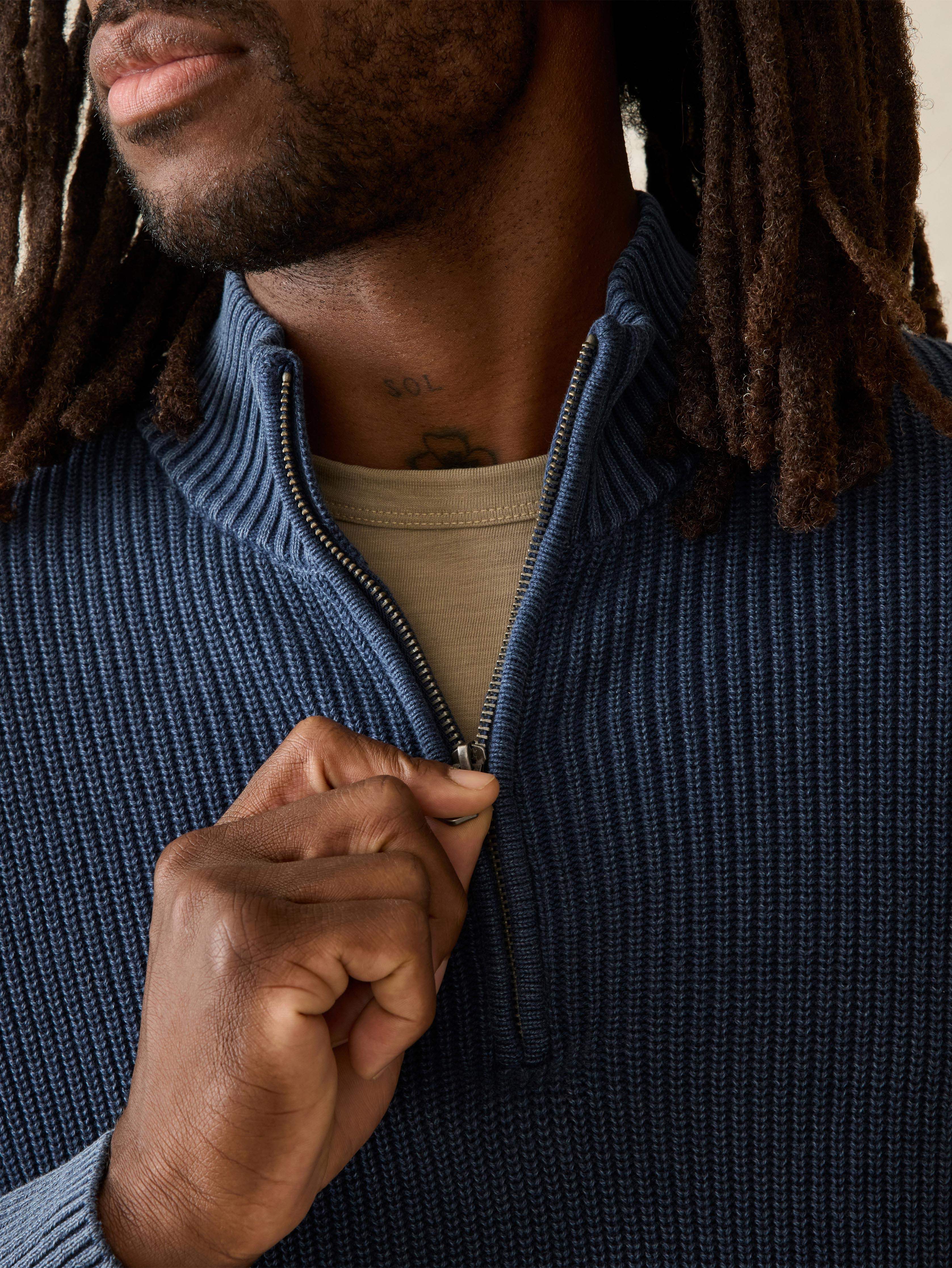 Sunwashed Quarter Zip Sweater - Blue Nights Secondary image