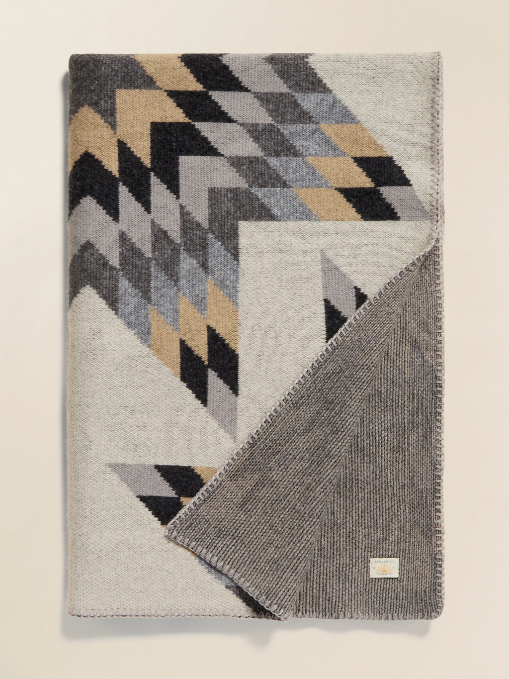 B. Yellowtail Star Patchwork Blanket - Grey Star Patchwork