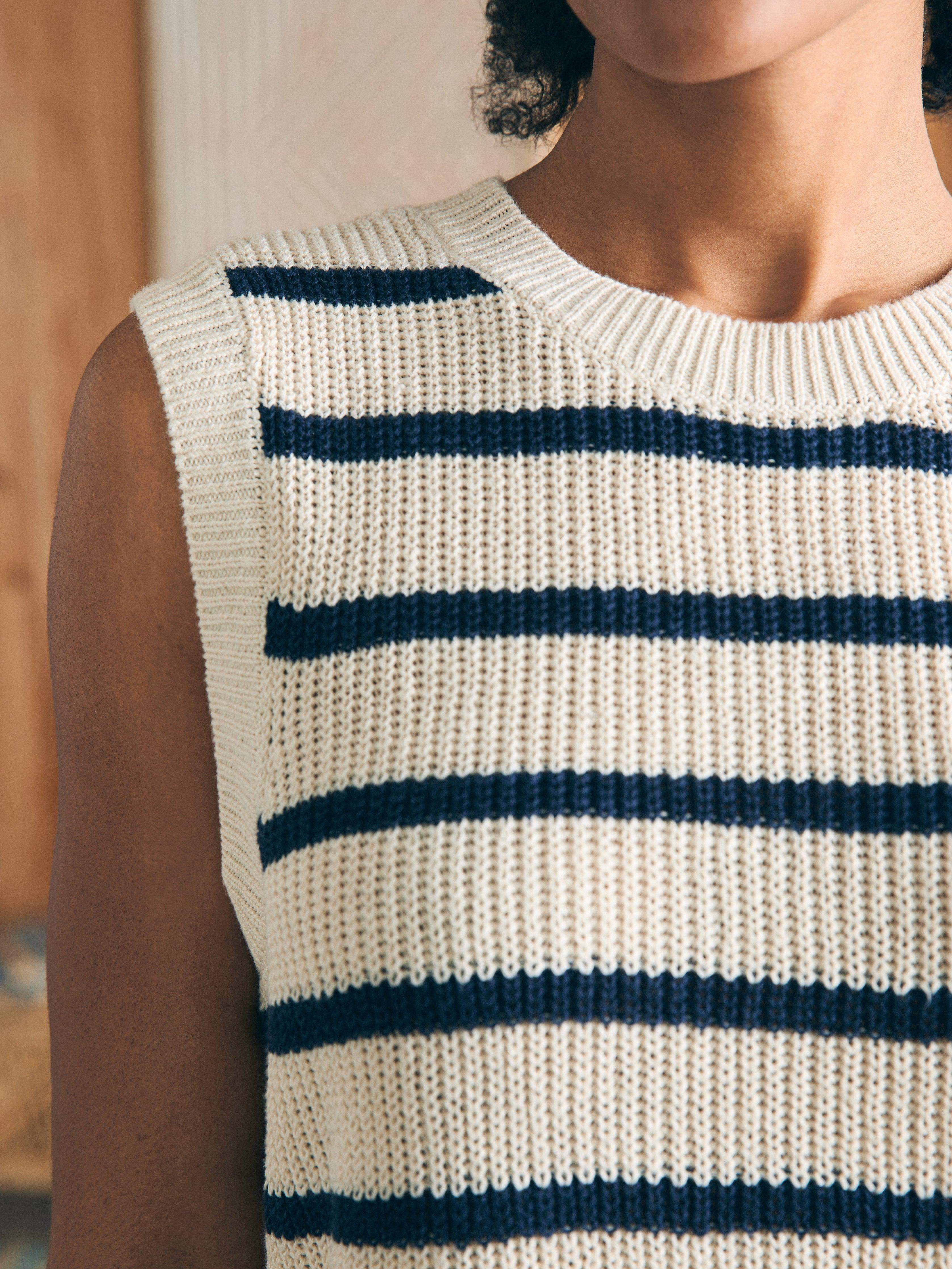Miramar Linen Muscle Tank - Montauk Stripe Secondary image