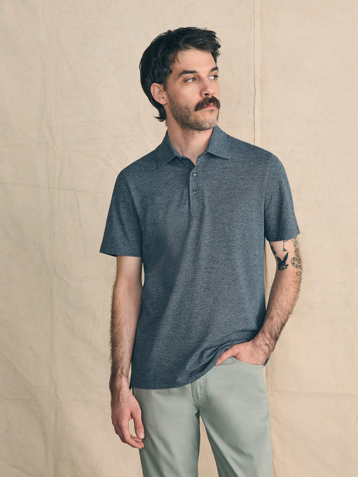 Movement™ Short-Sleeve Pique Polo Shirt - Dusty Iron Heather Main image