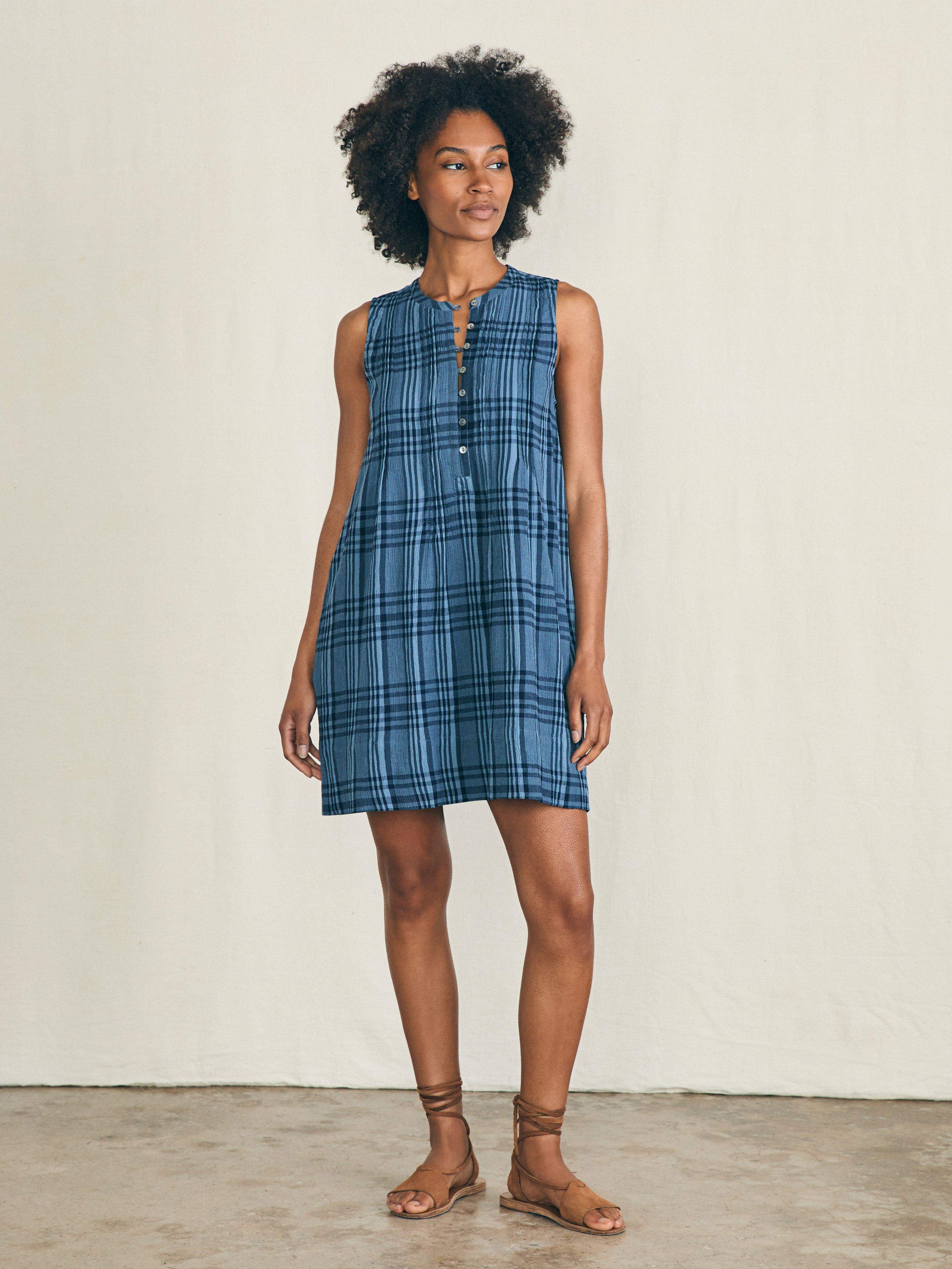 Isha Dress - Clearwater Navy Plaid Secondary image