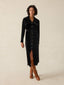 Stretch Silk Velvet Riley Midi Dress - Black