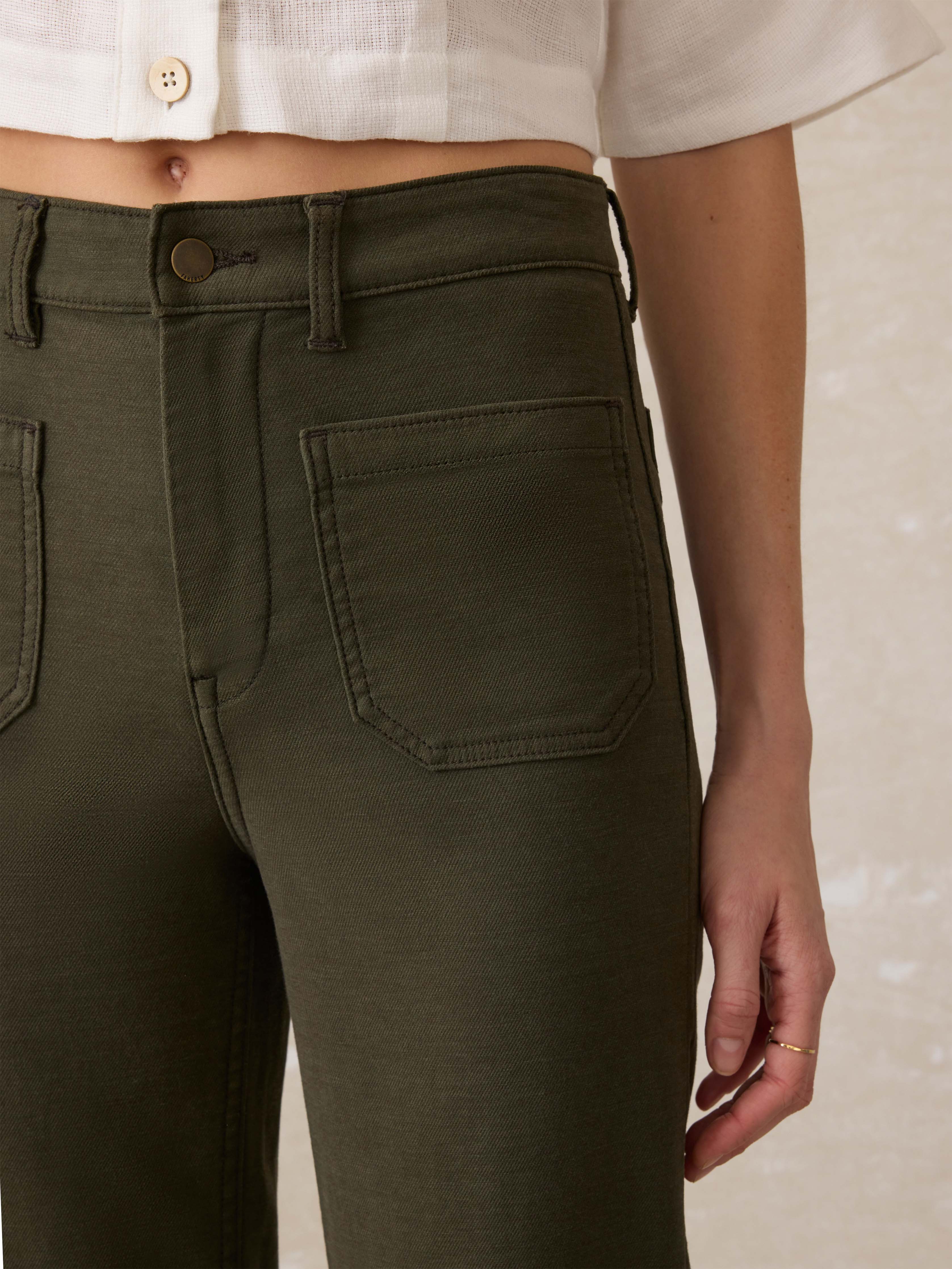 Stretch Terry Patch Pocket Ankle Pant - Forest Olive Secondary image