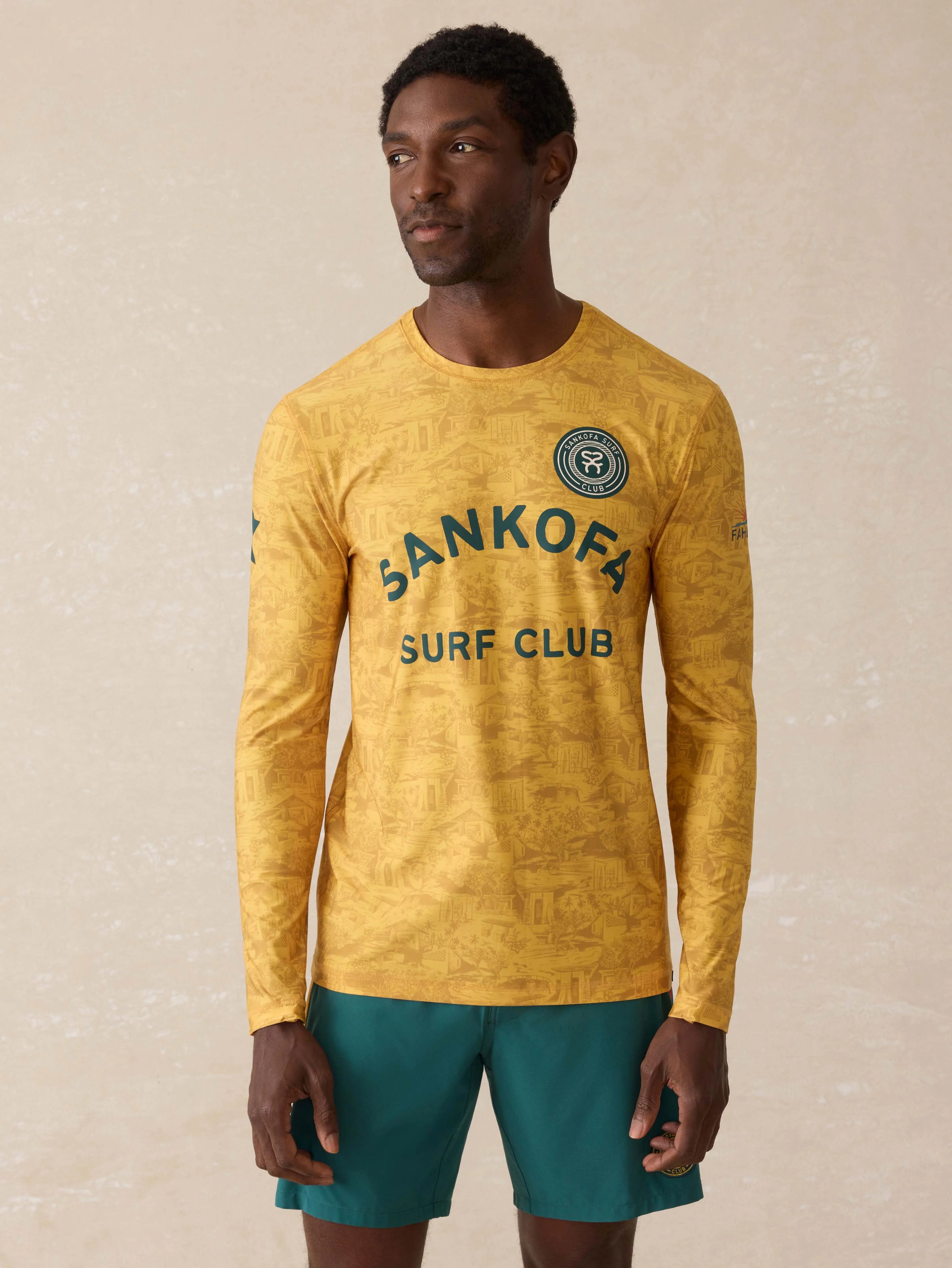 Surf Ghana Long Sleeve Rash Guard - Beach House Gold Main image
