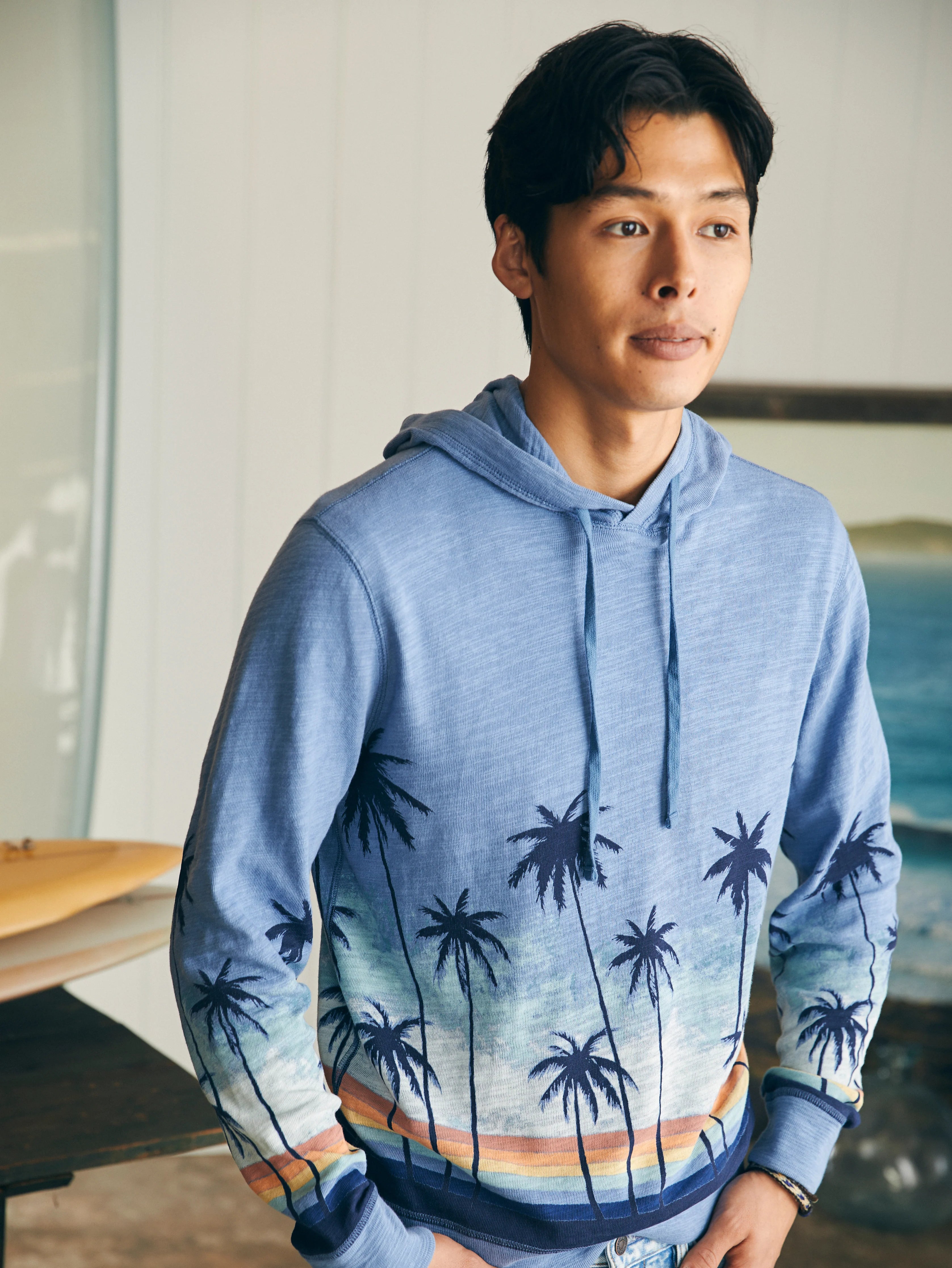 Sunwashed Slub Hoodie (Tall) - Palm Rainbow Ombre Main image