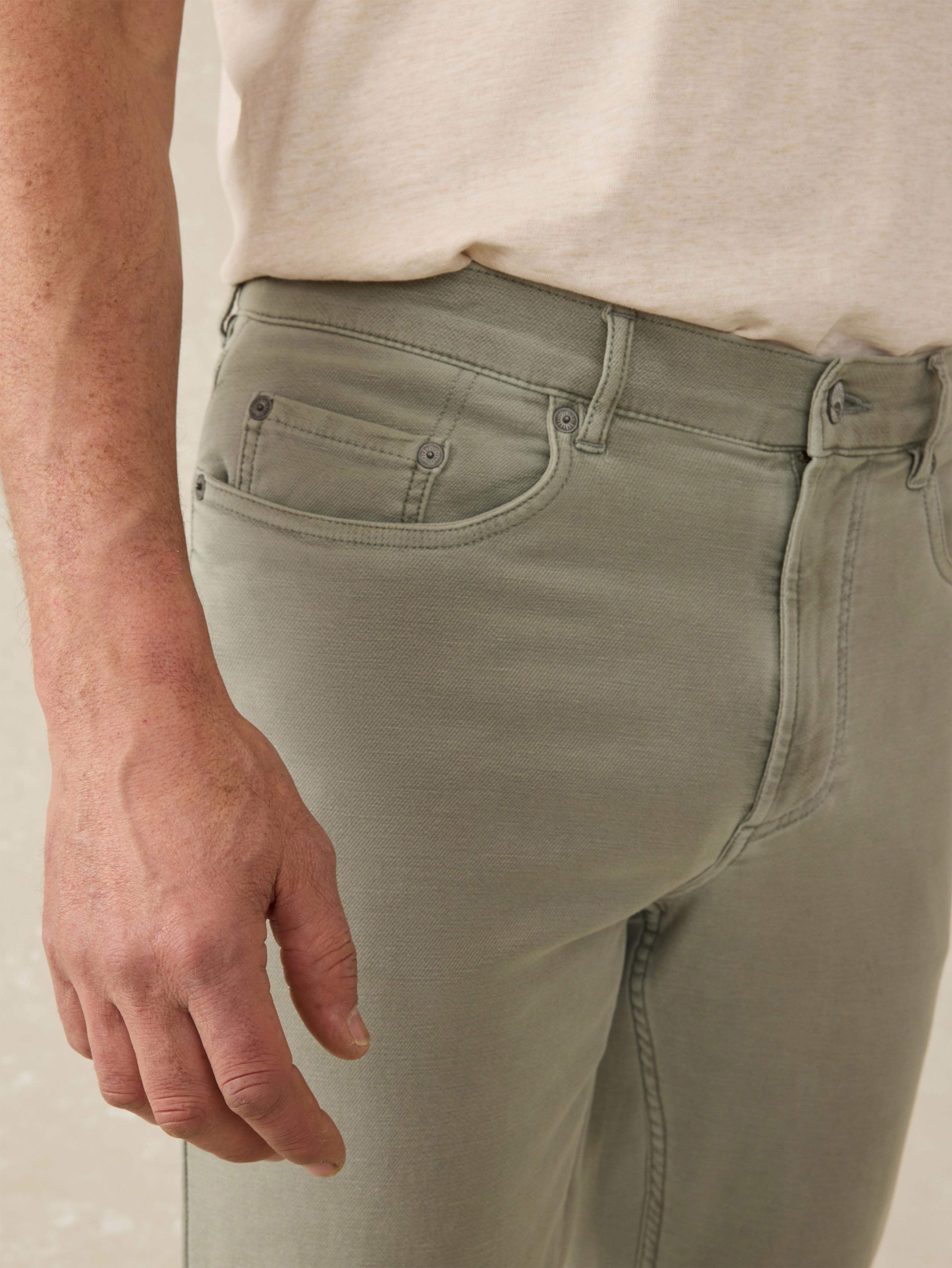 Stretch Terry 5-Pocket Athletic Fit Pant - Faded Olive Secondary image