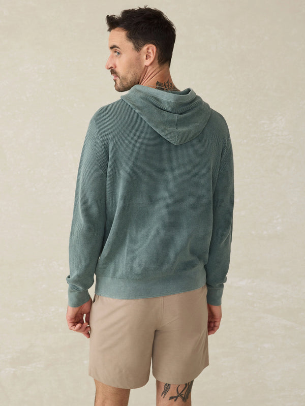 Washed Cotton Sweater Hoodie - Mountain Olive