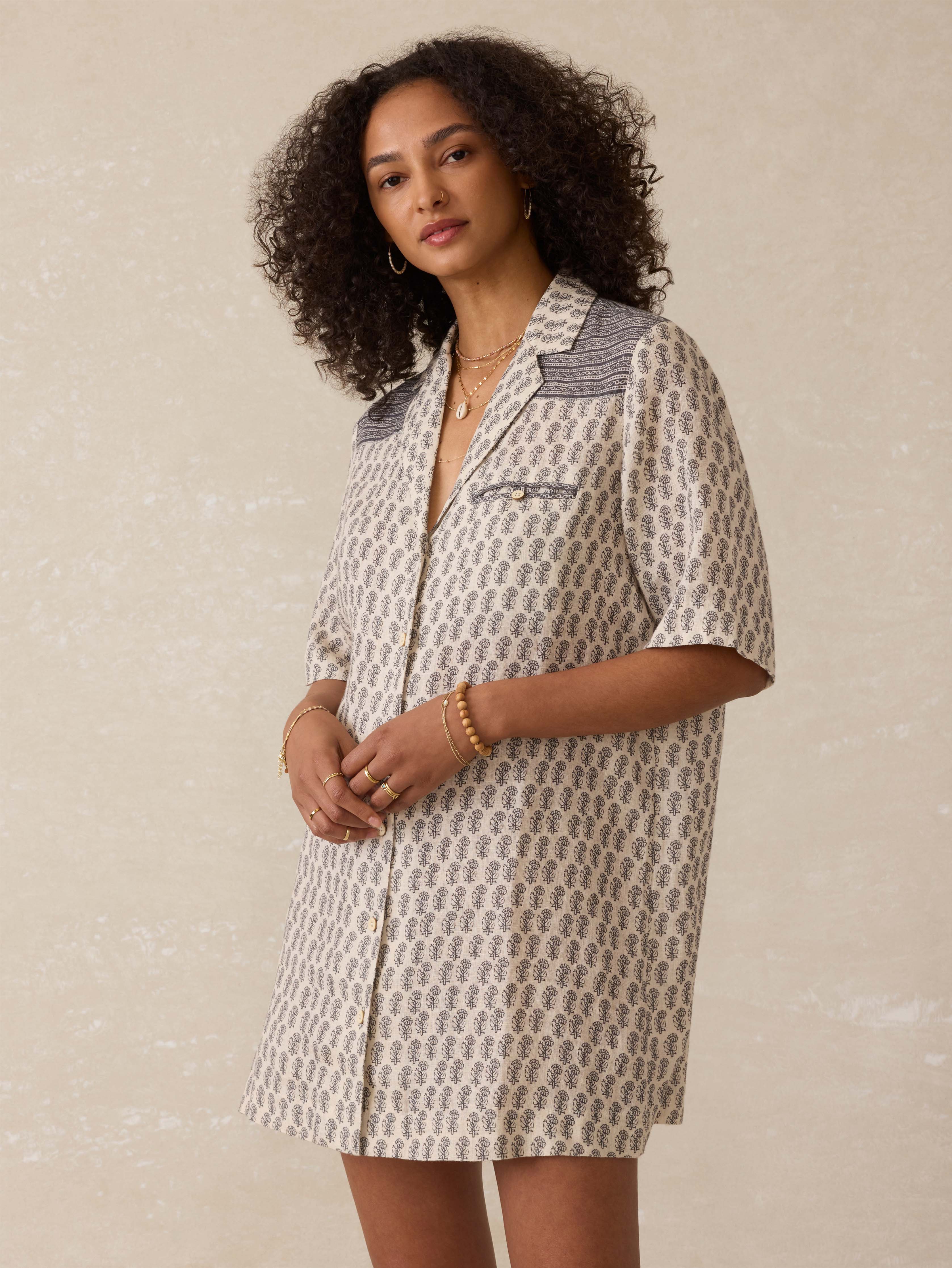 Paradise Point Linen Dress - Summer Pearl Blossom Secondary image