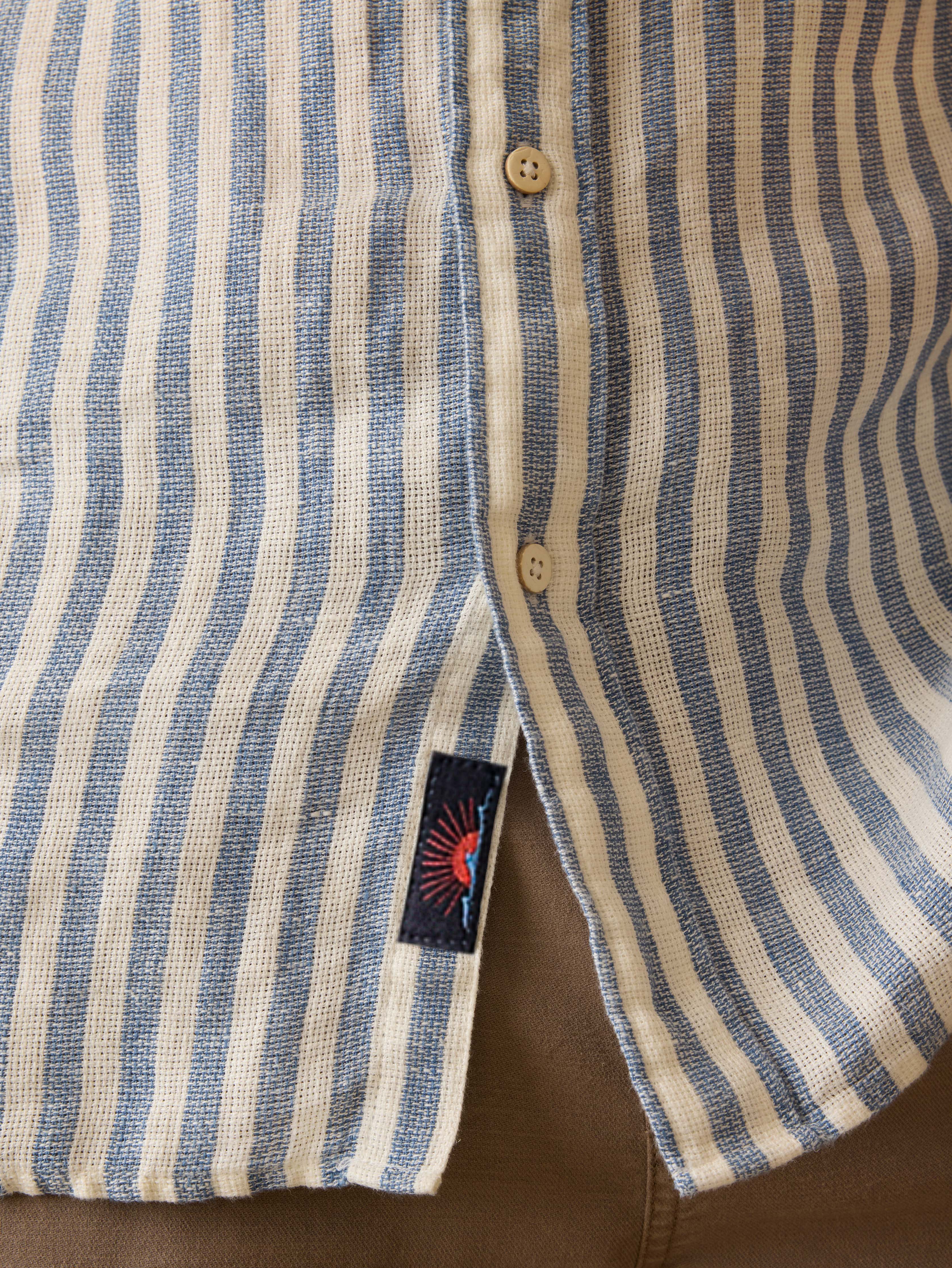 Short-Sleeve Palma Linen Shirt - Horizon Ivory Stripe Secondary image