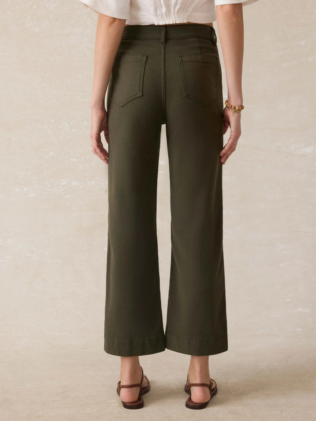 Stretch Terry Patch Pocket Ankle Pant - Forest Olive