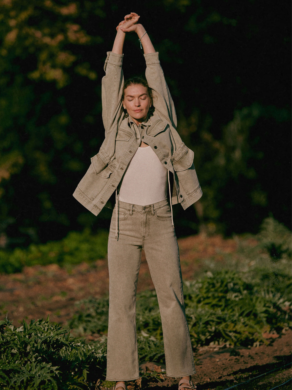 Slim Straight Sunwashed Denim - Olive Haze Wash Main image