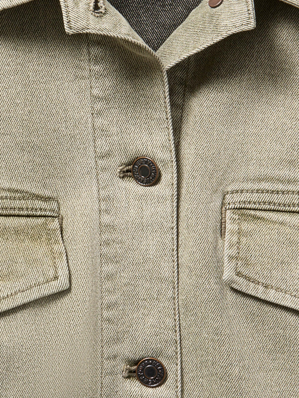 Sunwashed Denim Utility Jacket - Olive Haze Wash