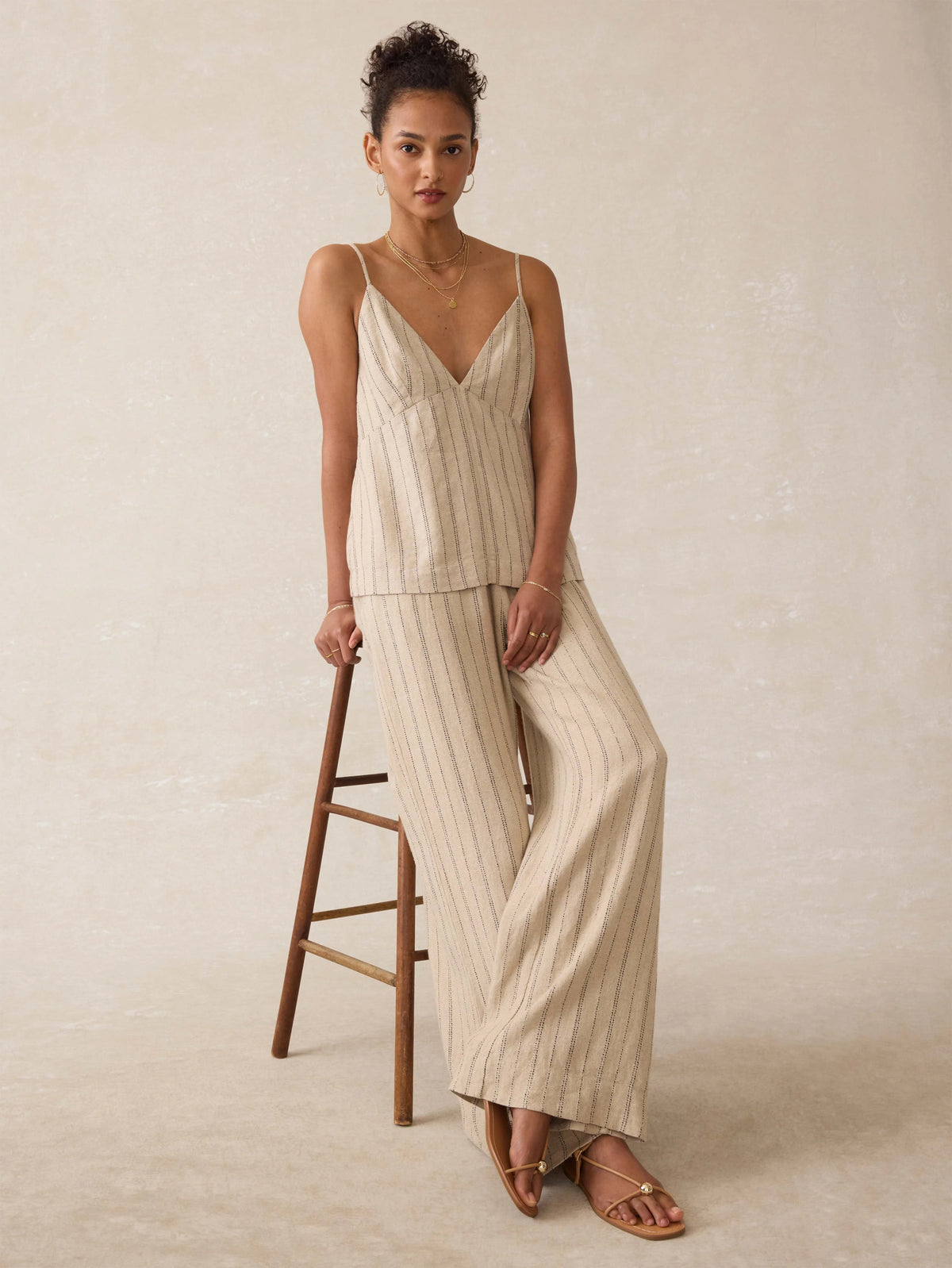 Riviera Linen Pant - Driftwood Stripe Main image