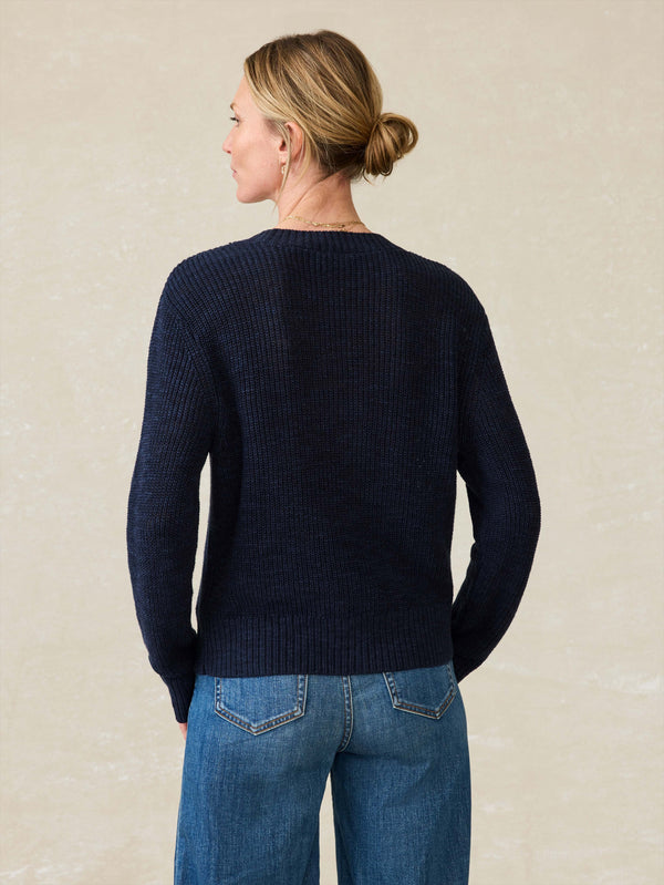 Miramar Linen Cardigan - Navy Blazer