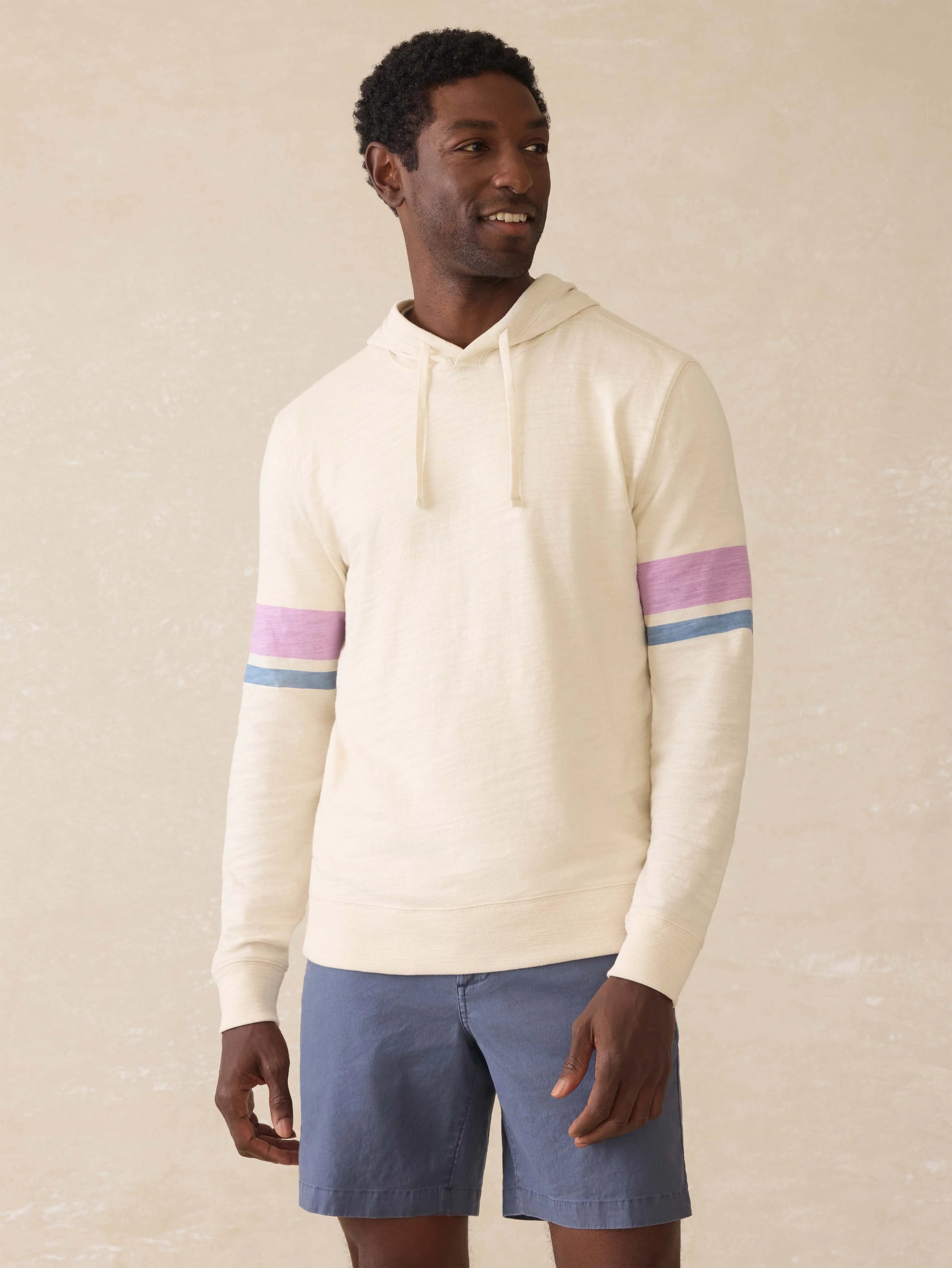 Sunwashed Slub Hoodie - Cream Dume Stripe Secondary image