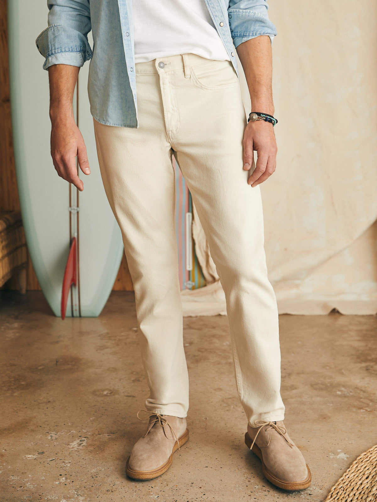 Organic Cotton Slim Straight Denim - Stone Main image
