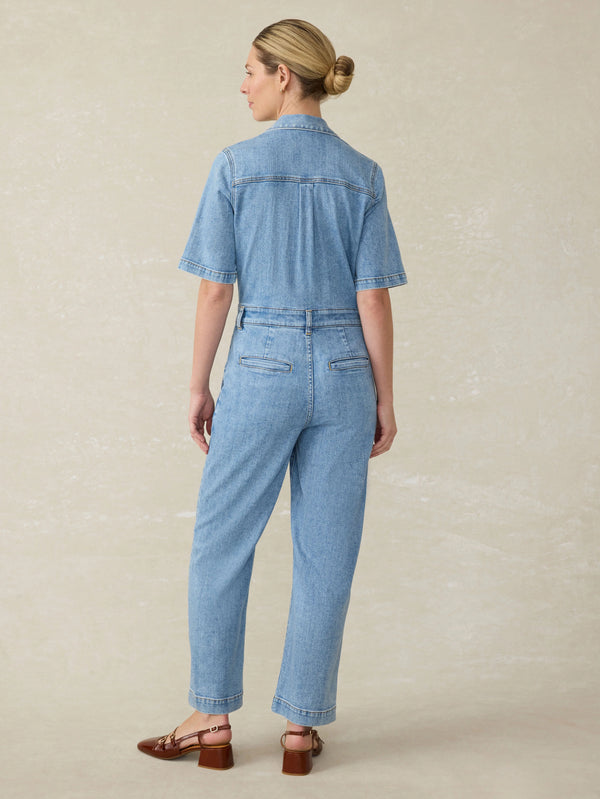 Short-Sleeve Denim Michelle Jumpsuit - Cloudlight Wash