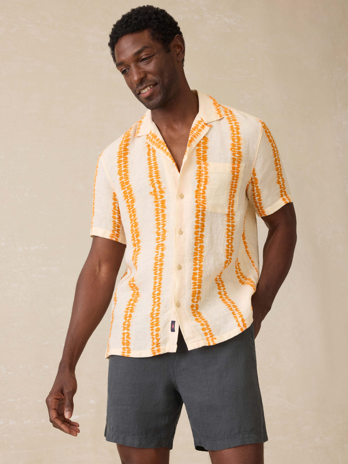 Short Sleeve Shibori Palma Linen Shirt - Citrus Valley Main image