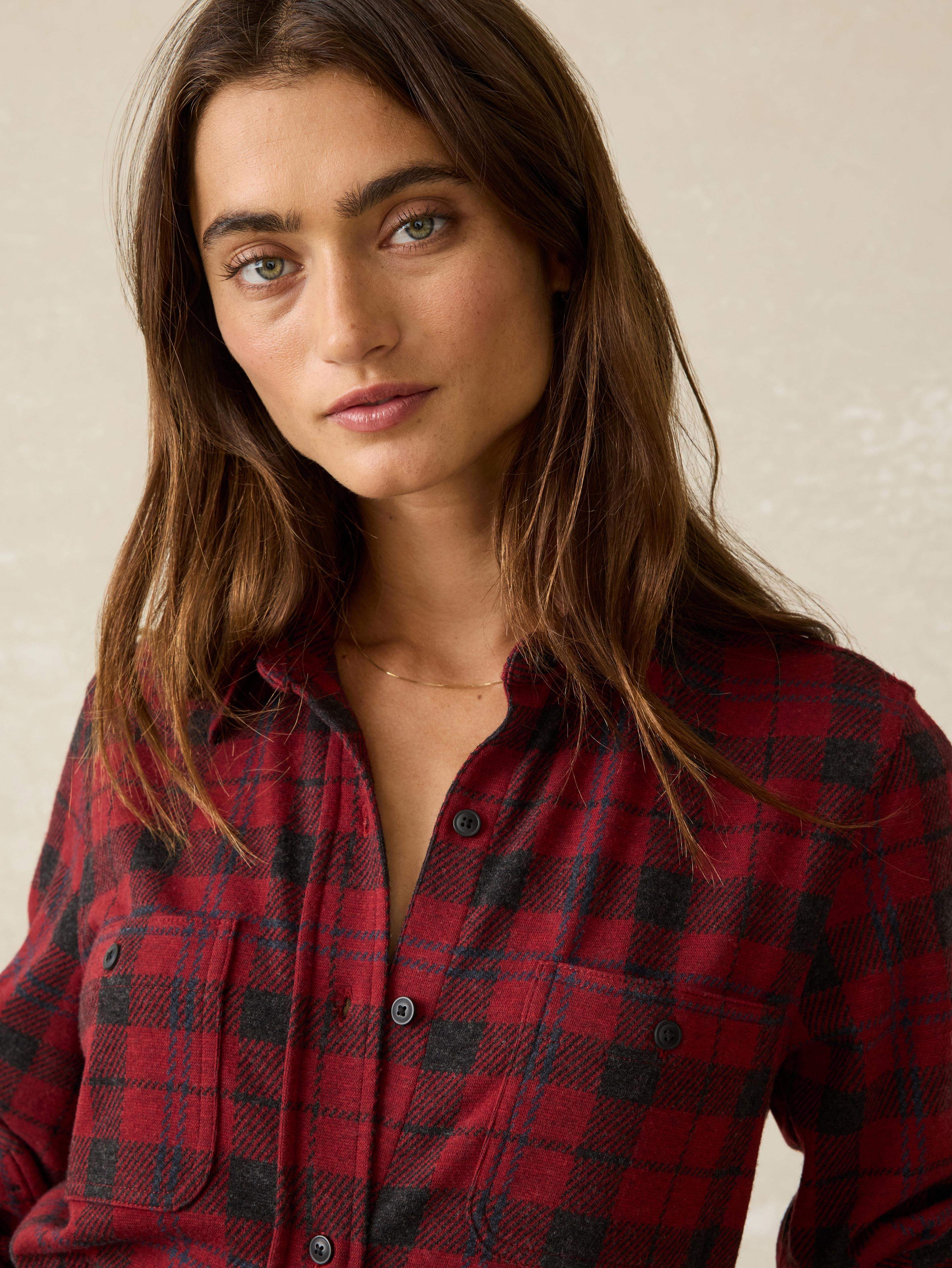 Soft Knit Sweater Shirt - Cherry Creek Plaid Secondary image