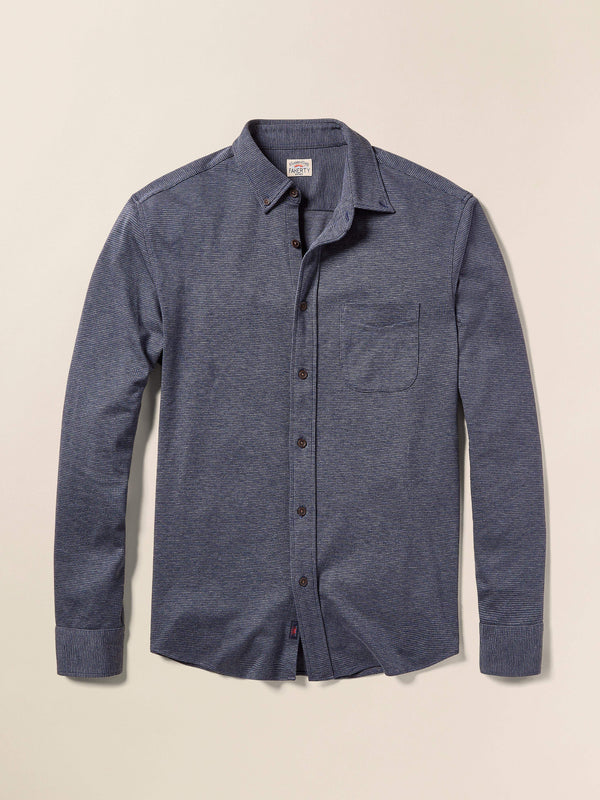 Coastline Knit Shirt - Twilight Houndstooth