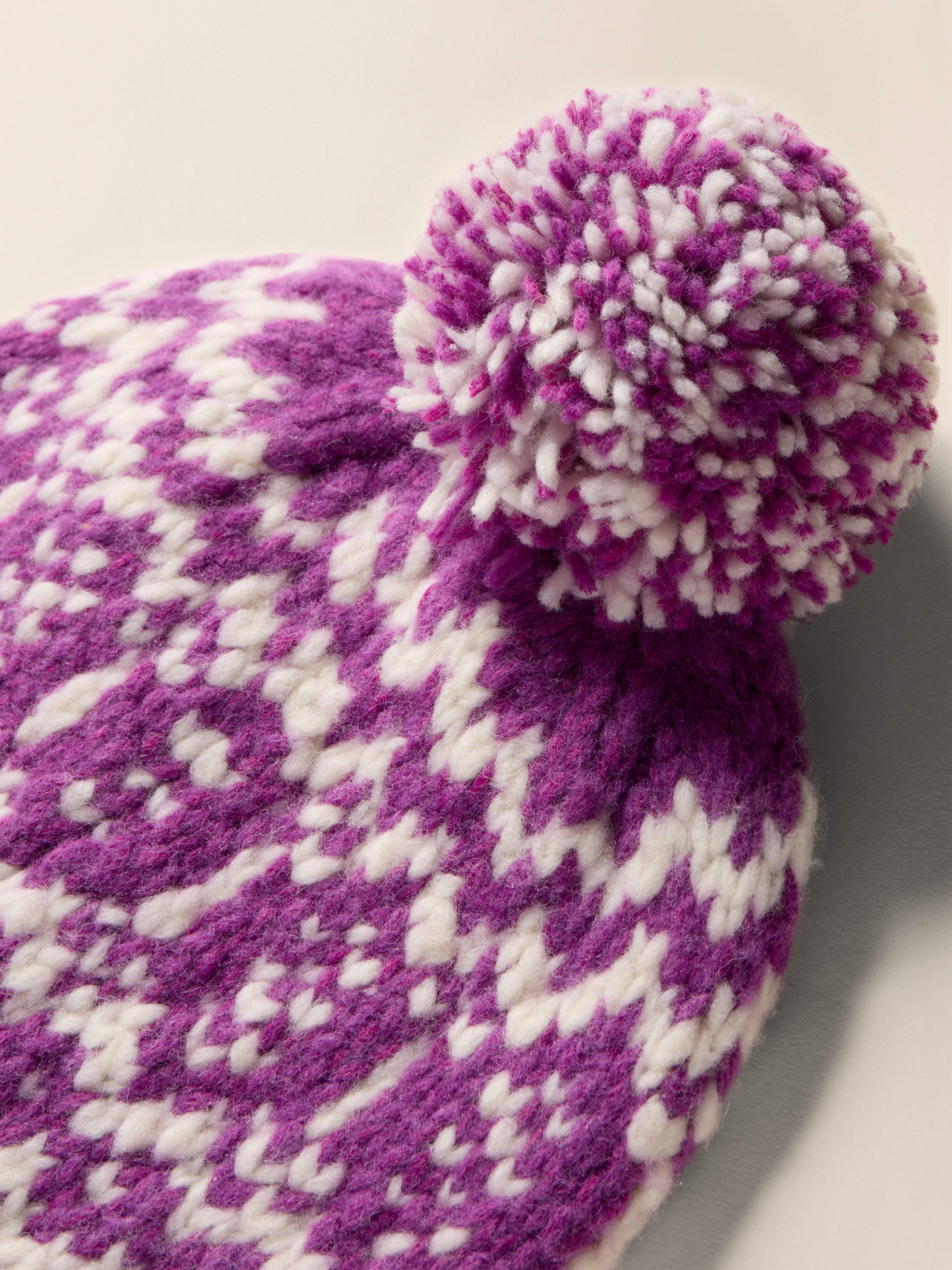 Valley Fairisle Pom Beanie - Purple Fairisle Secondary image