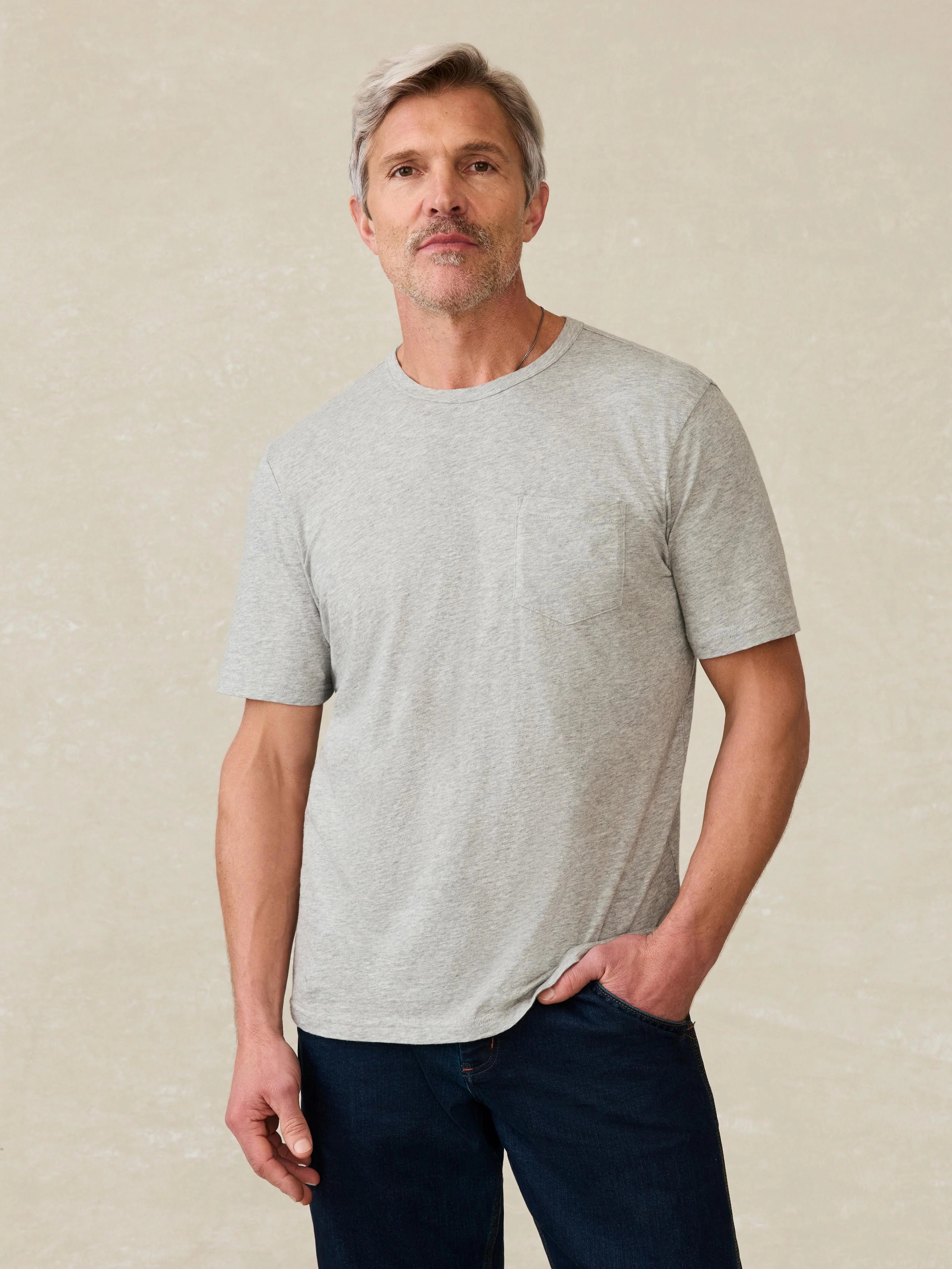 Sunwashed Regenerative Pocket Tee - Granite Heather Main image