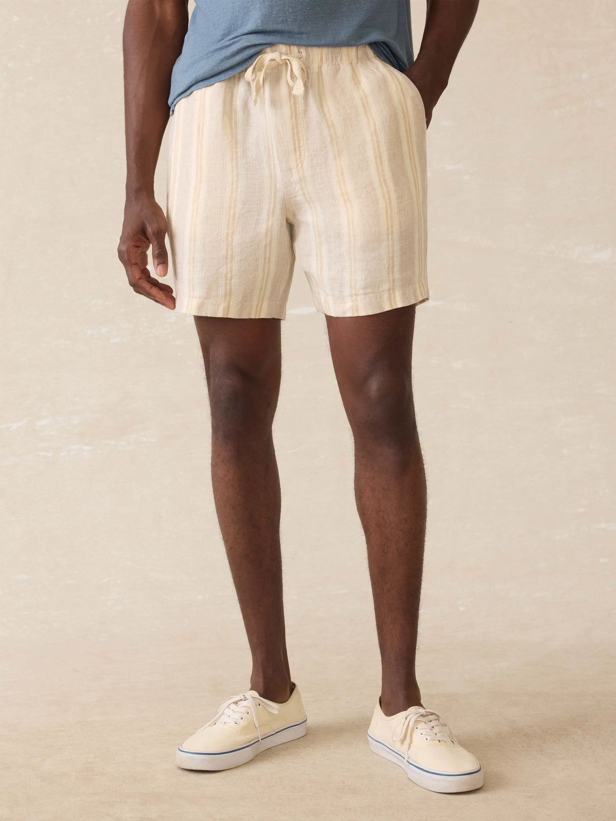 Essential Linen Short (6.5" Inseam) - Oak Island Stripe Main image