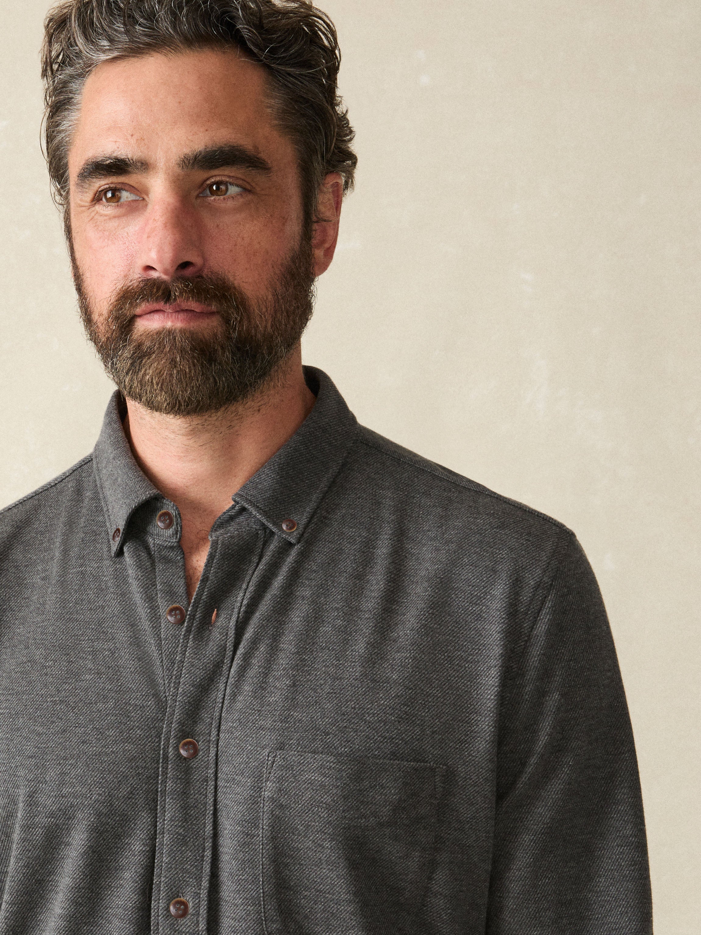 Coastline Knit Shirt - Charcoal Heather Twill Secondary image