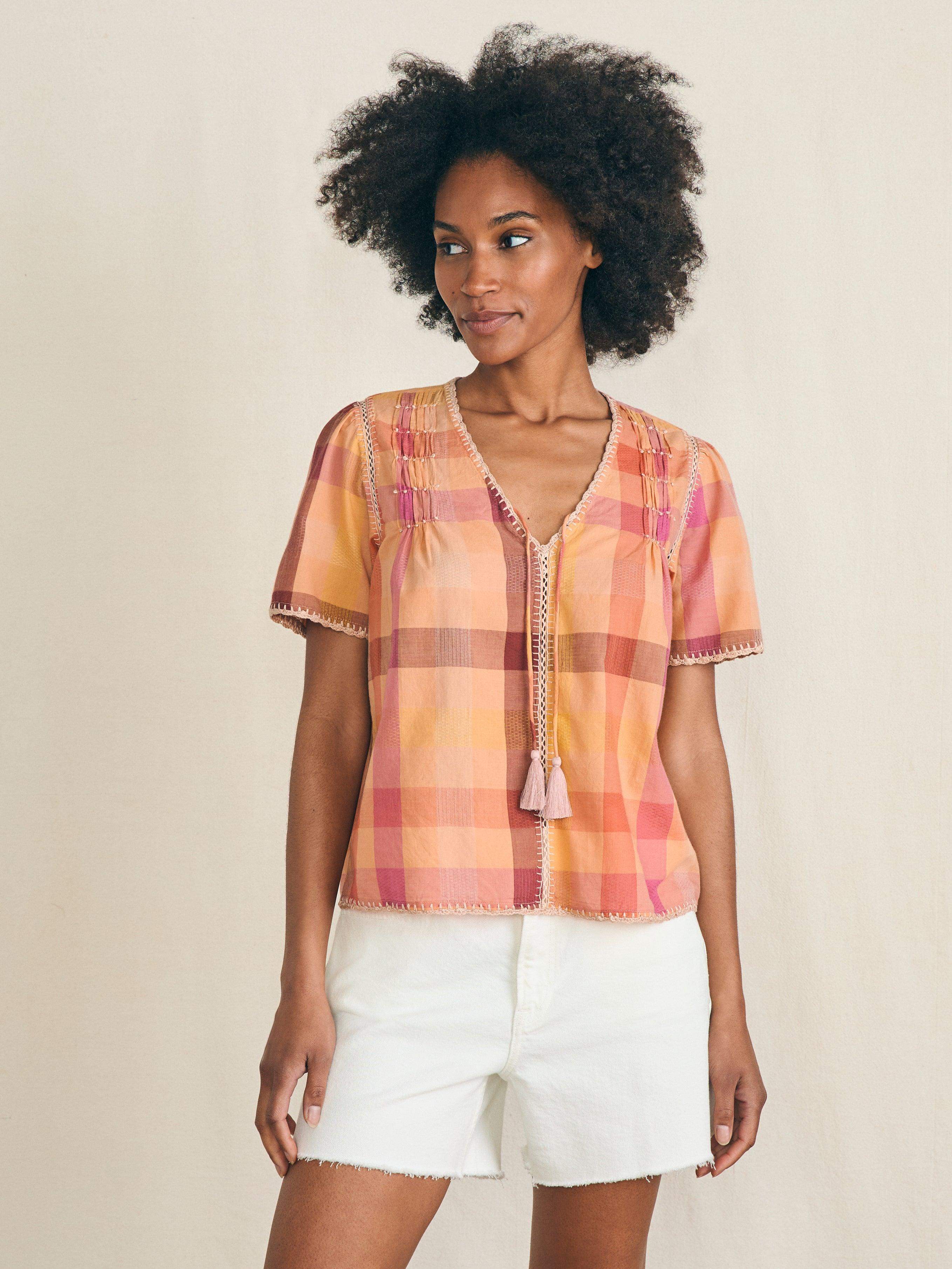 Margate Blouse - Sunset Desert Plaid Main image