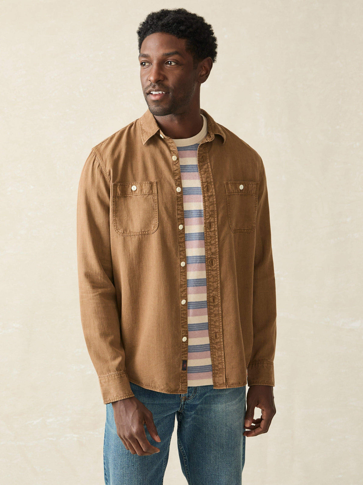 Tried \u0026 True Chambray Workshirt - Sahara Khaki Main image