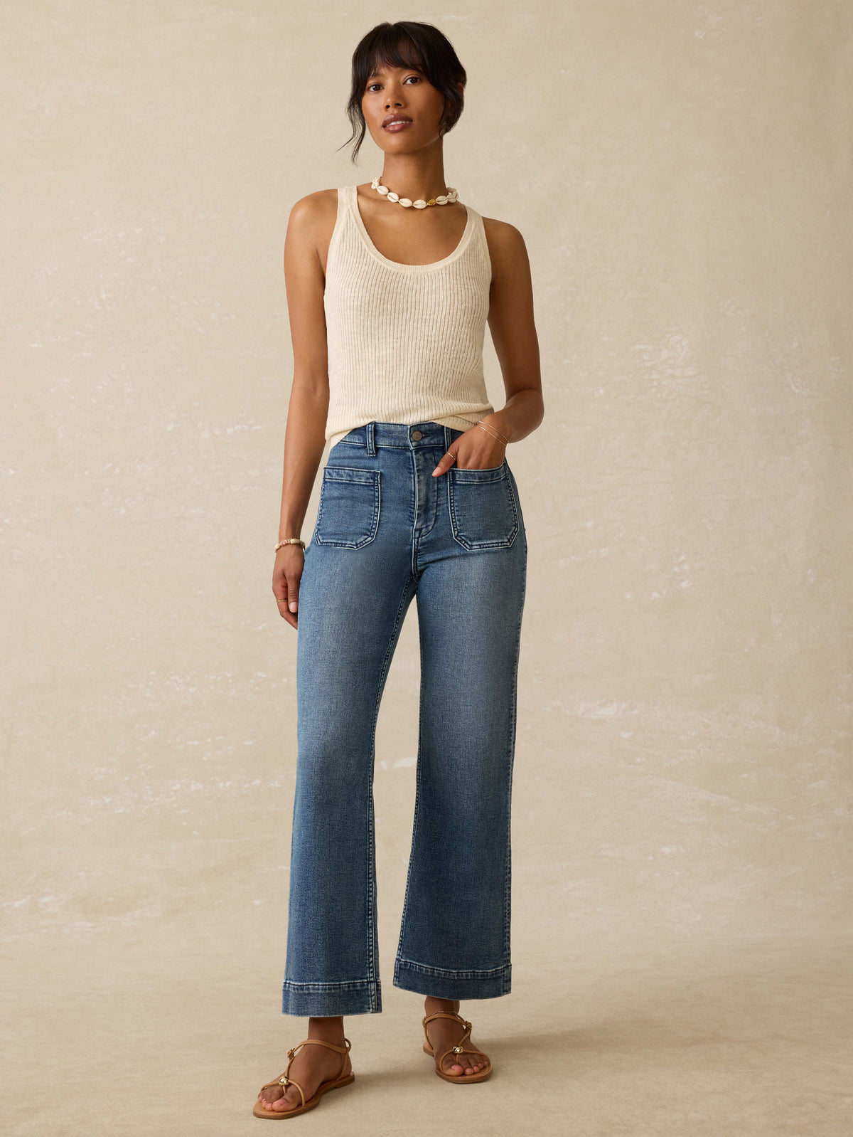 Stretch Terry Patch Pocket Ankle Pant - Riverton Wash Main image