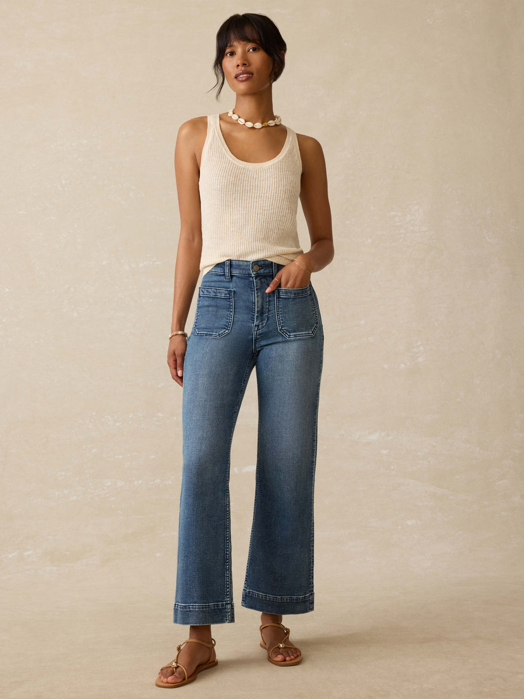 Stretch Terry Patch Pocket Ankle Pant - Riverton Wash