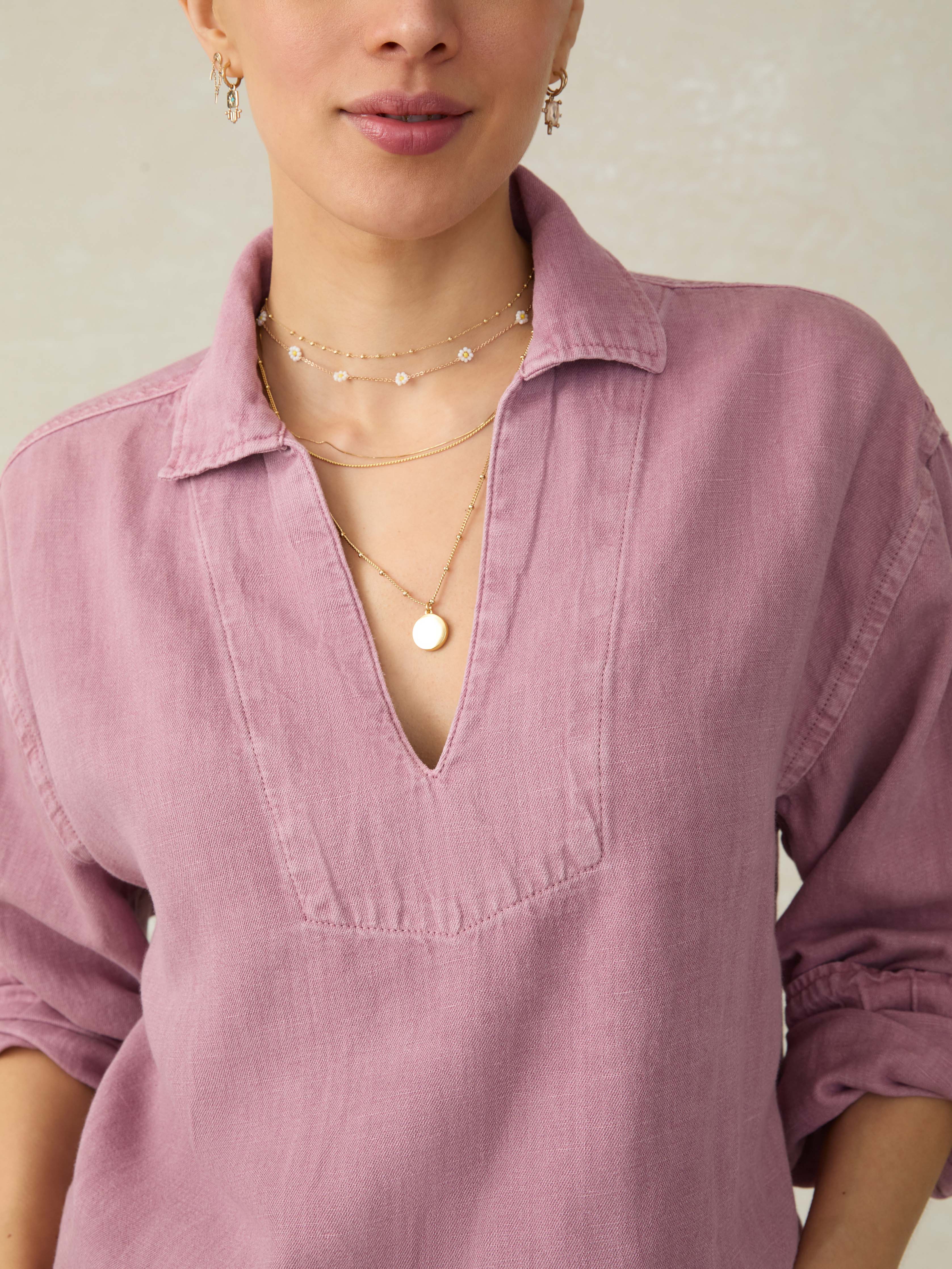 Linen Denim Sail Away Blouse - Weathered Orchid Secondary image
