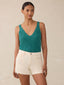 Miramar Linen V-Neck Tank - Deep Jungle