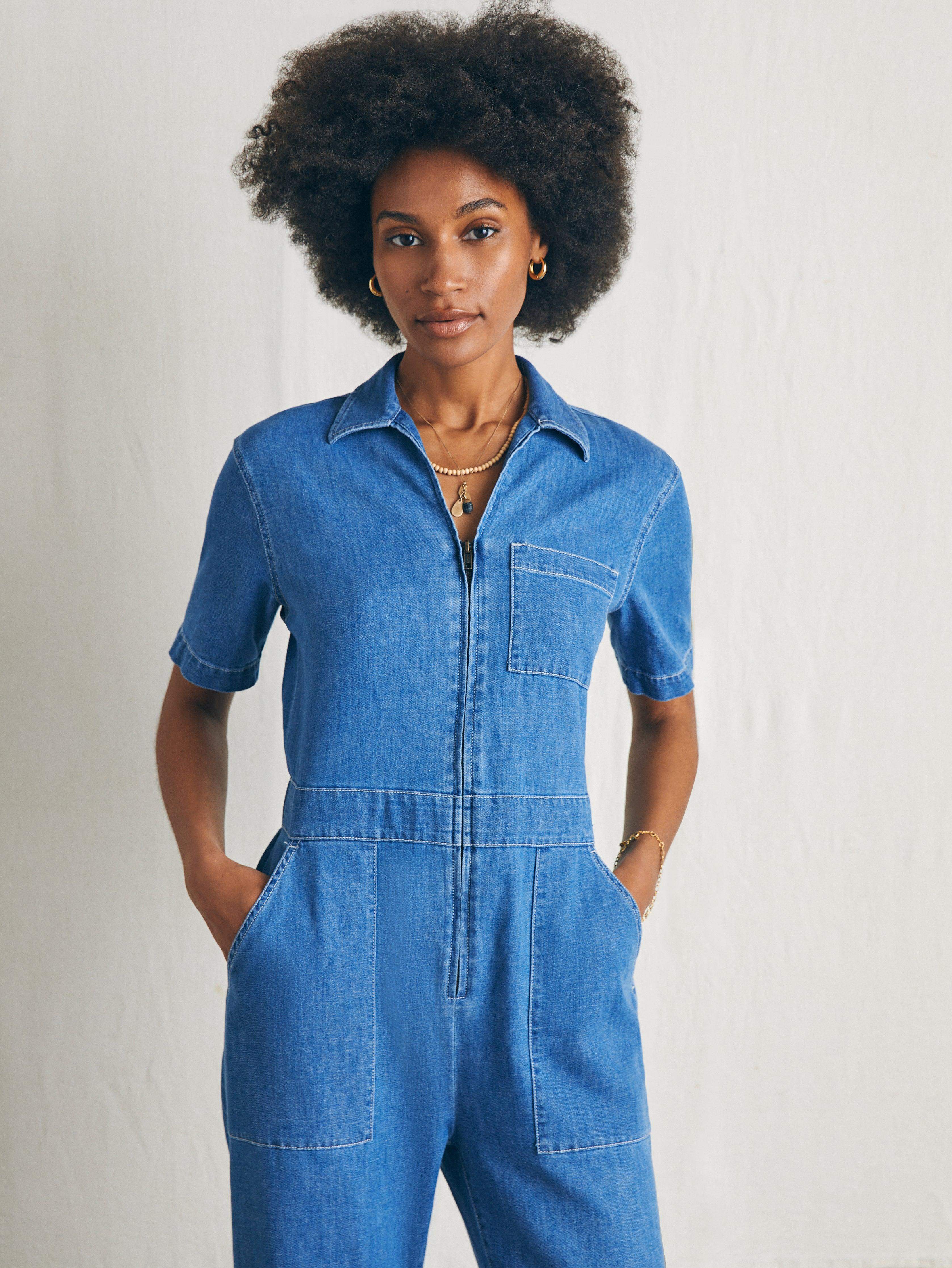 Linen Denim Jumpsuit - Bay Breeze Wash Secondary image