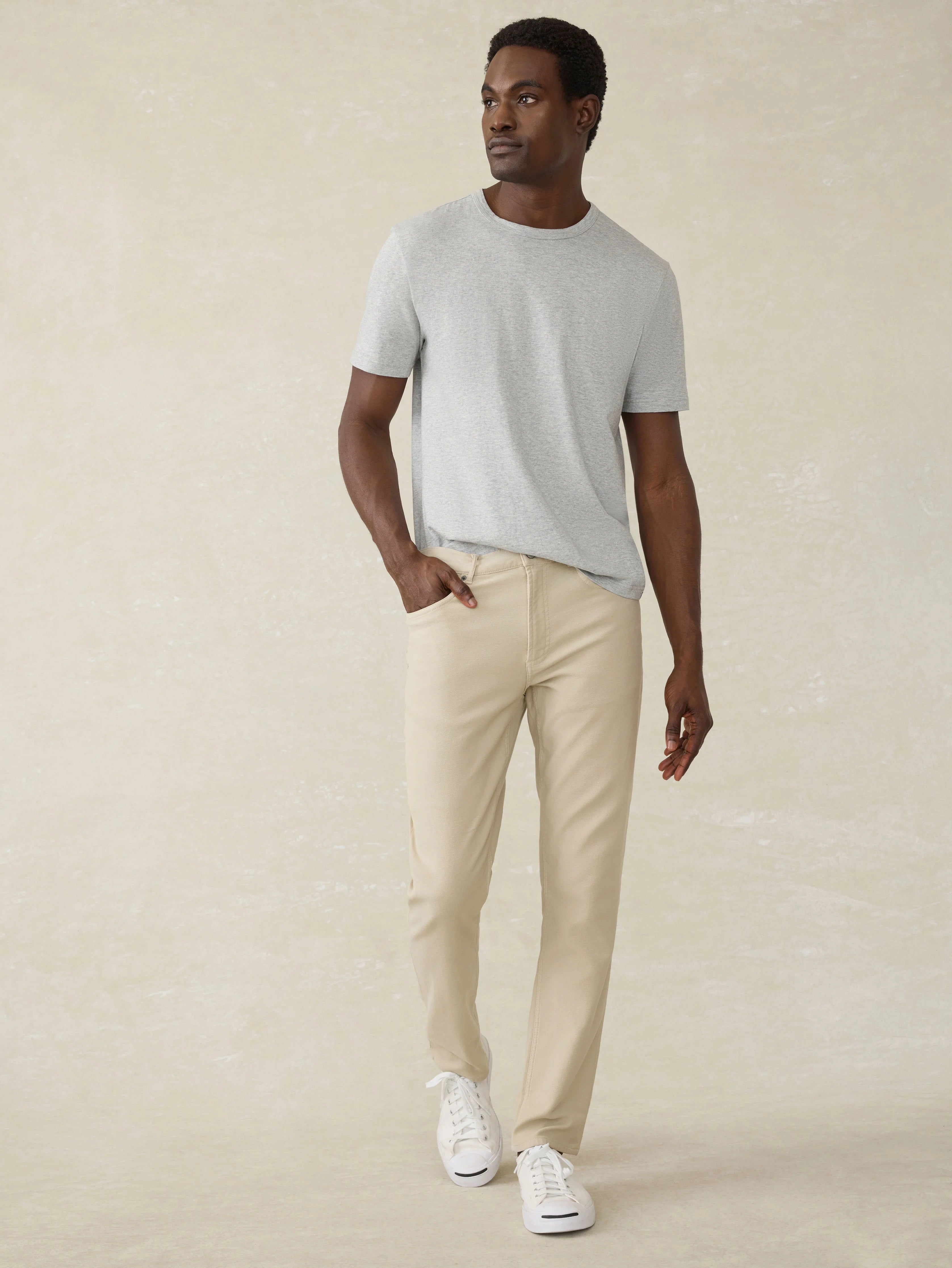 Stretch Terry 5-Pocket Athletic Fit Pant - Stone Secondary image