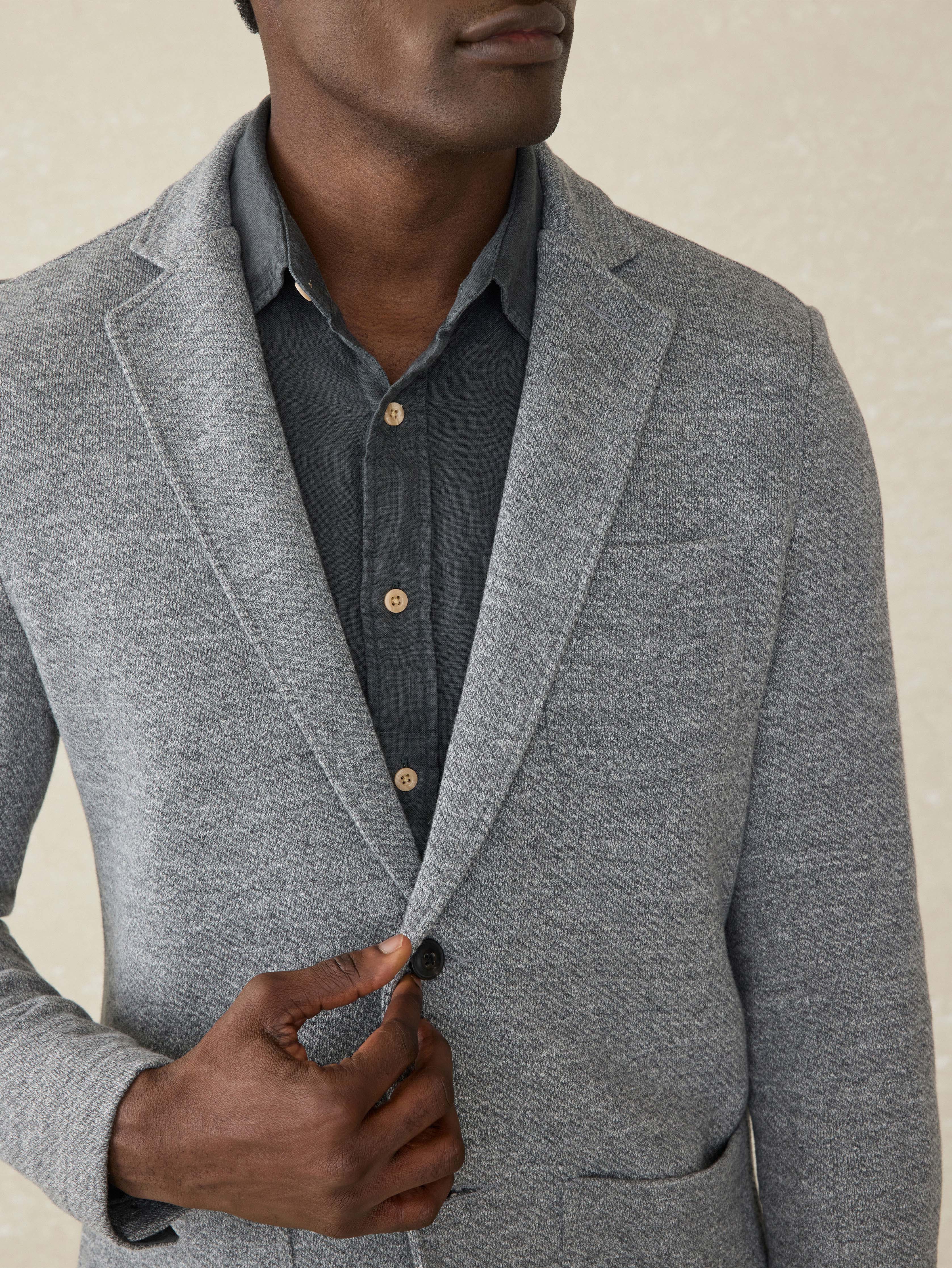 Inlet Knit Blazer - Medium Grey Melange Secondary image