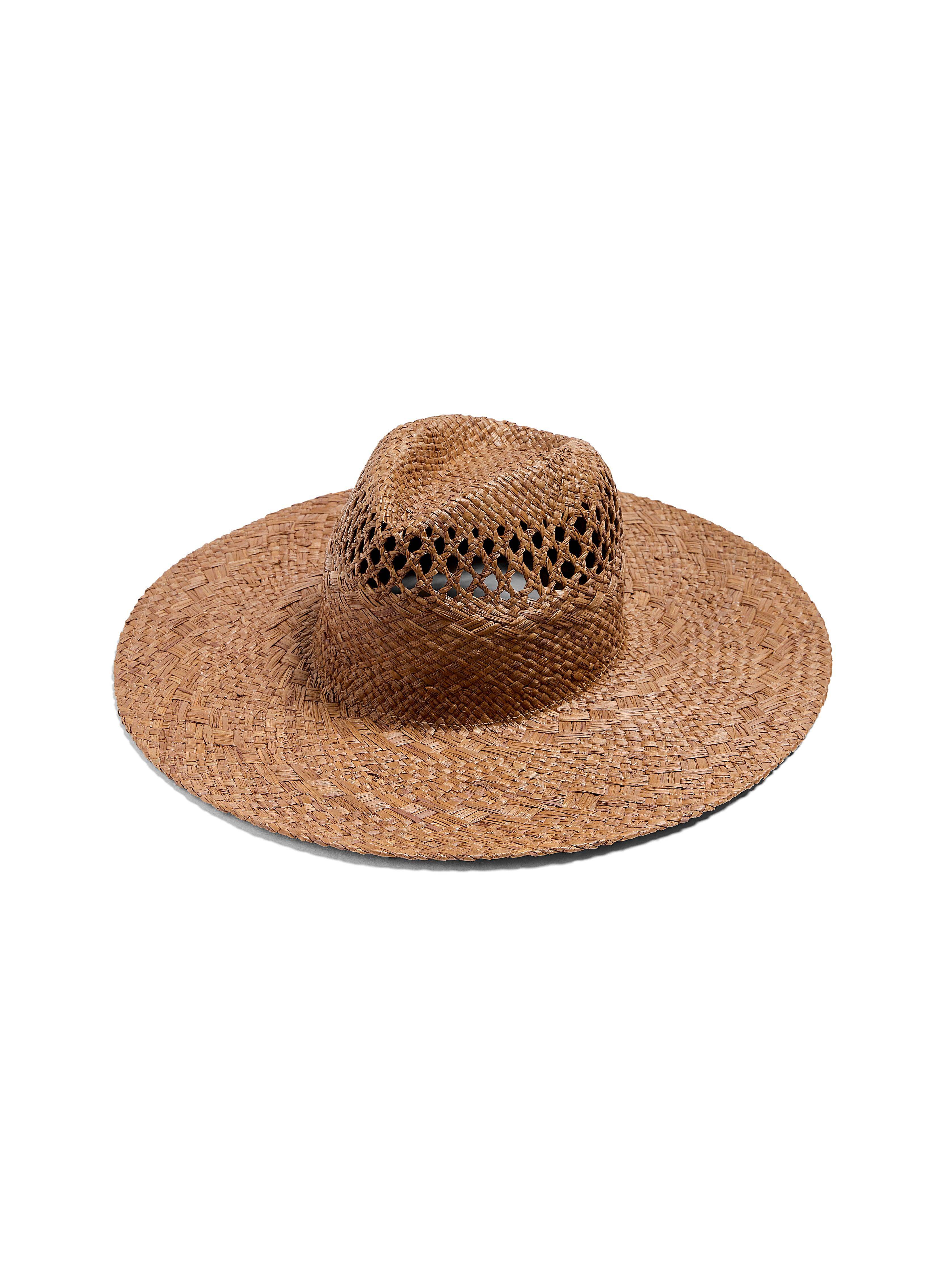 Raffia Mixed Stitch Fedora - Dark Brown Main image