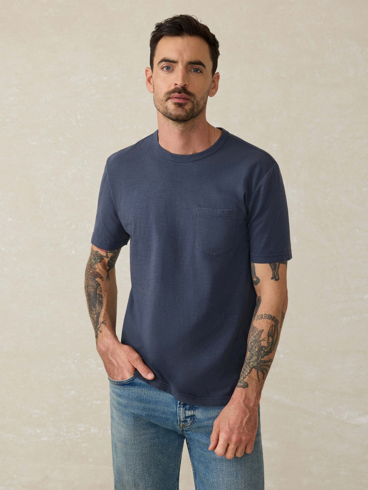 Sunwashed Regenerative Pocket Tee - Dune Navy Main image