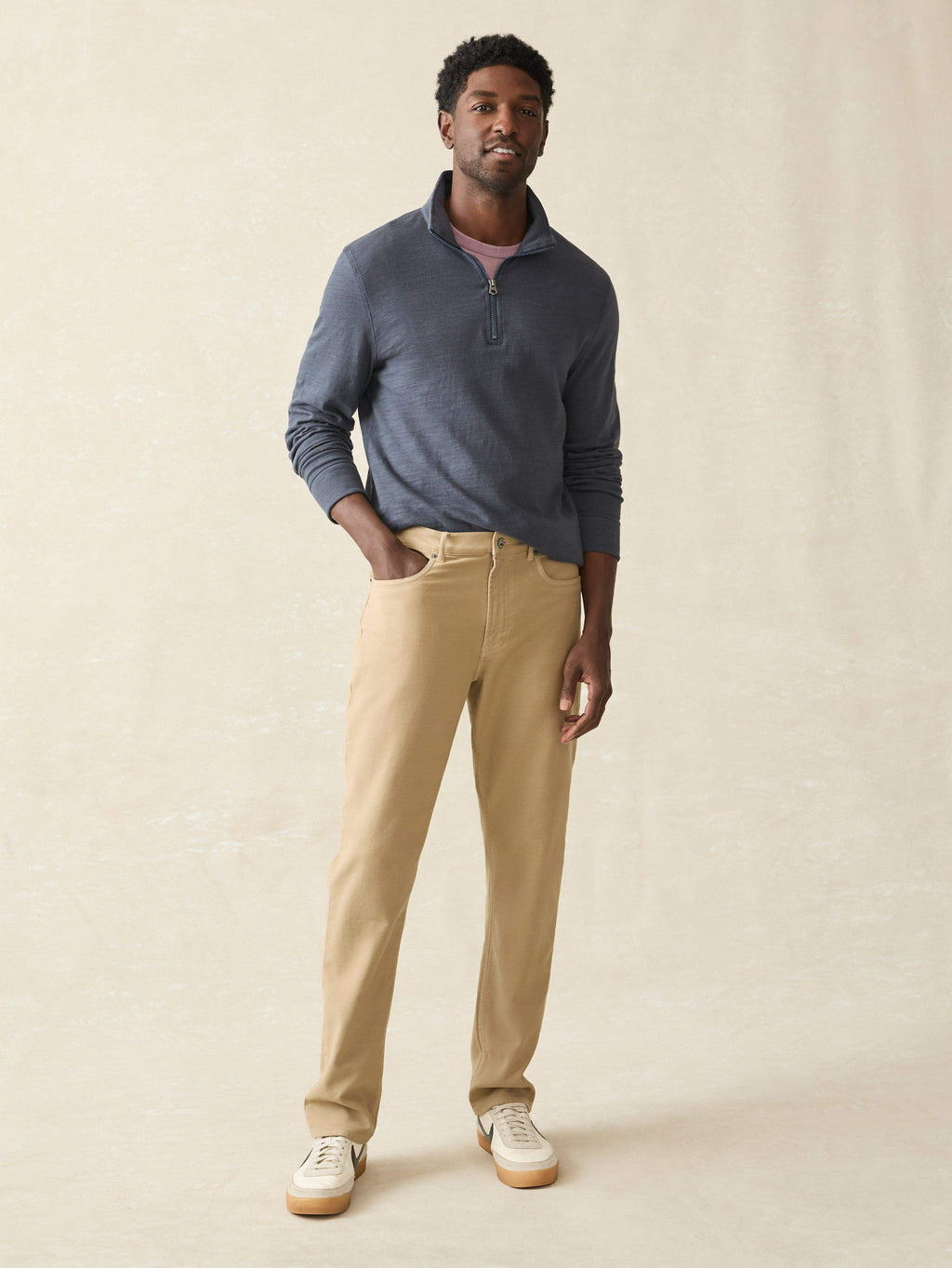 Stretch Terry 5-Pocket Athletic Fit - Desert Khaki