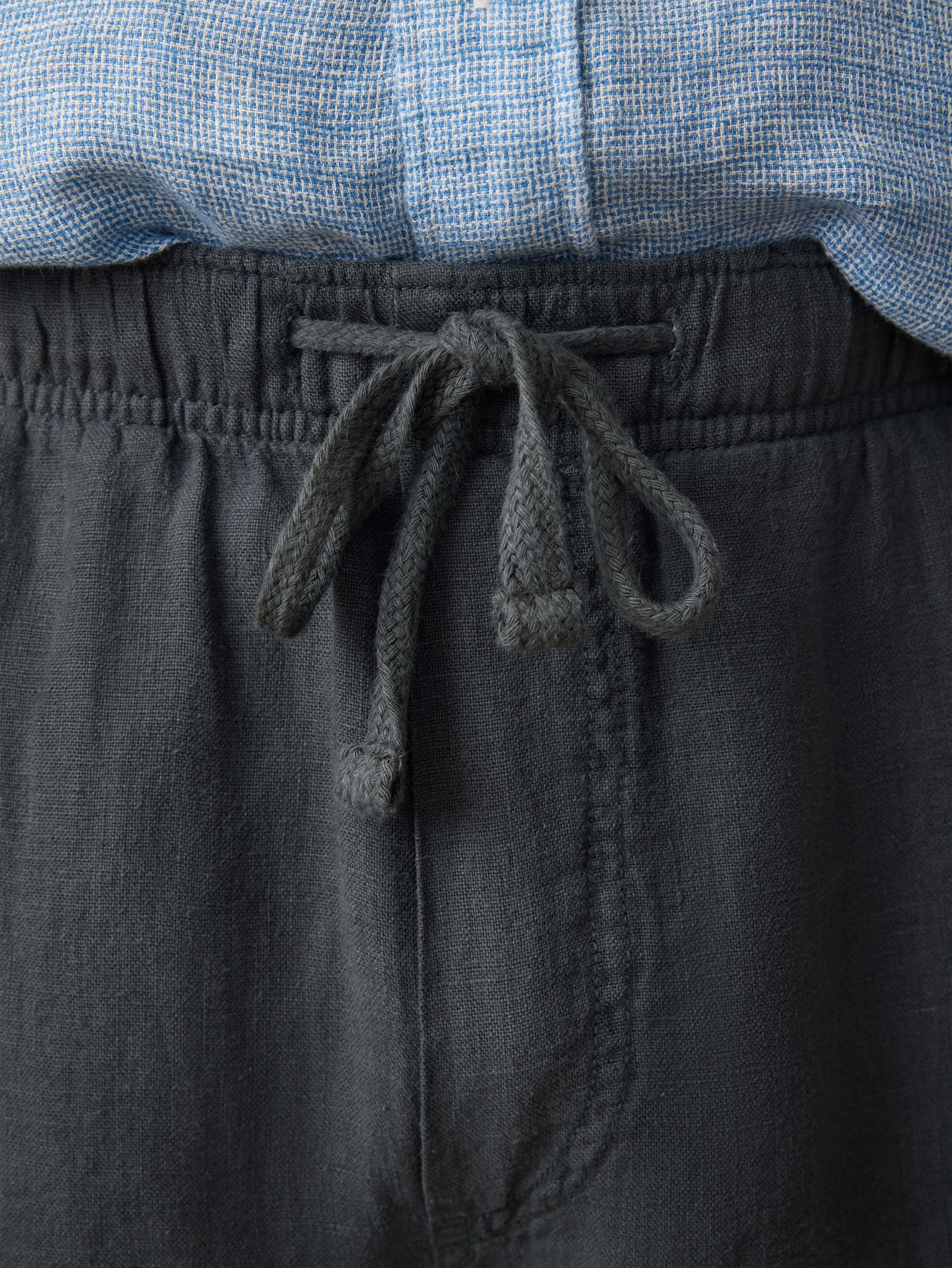 Linen Drawstring Pant - Washed Black Secondary image