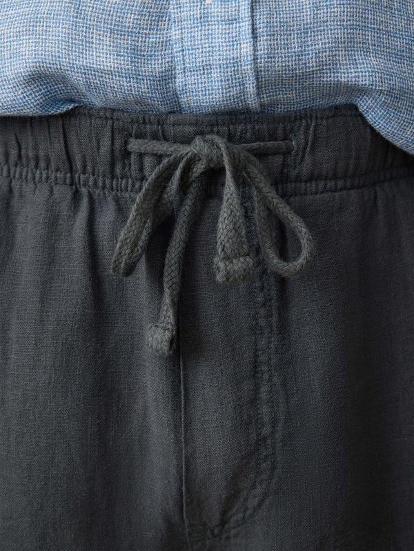 Linen Drawstring Pant - Washed Black